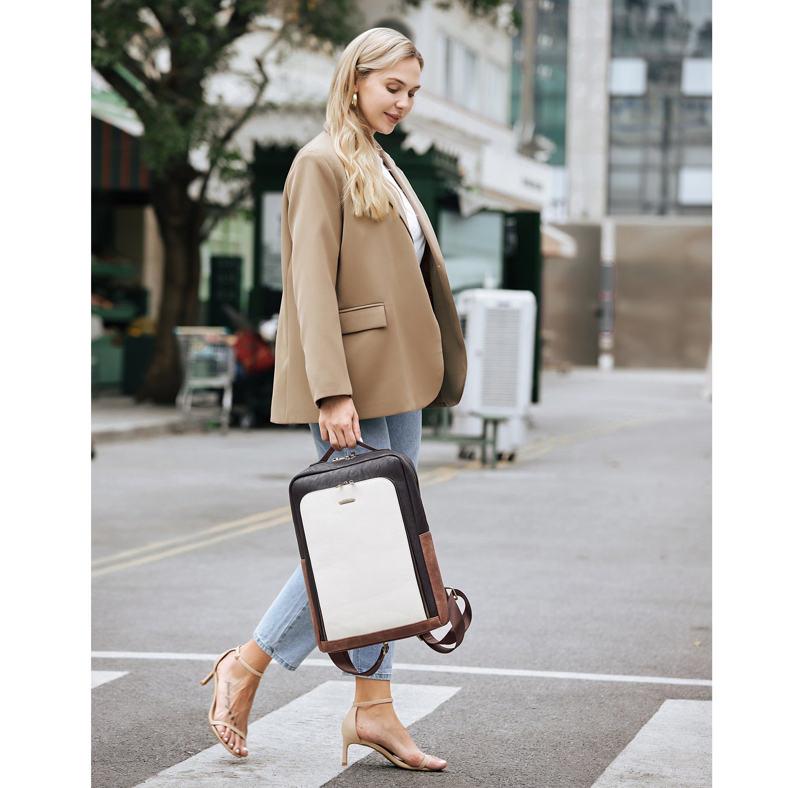 CLUCI Leather Laptop Backpack for Women 15.6 inch Computer Bag Large Travel Vintage College Daypack Business Bags