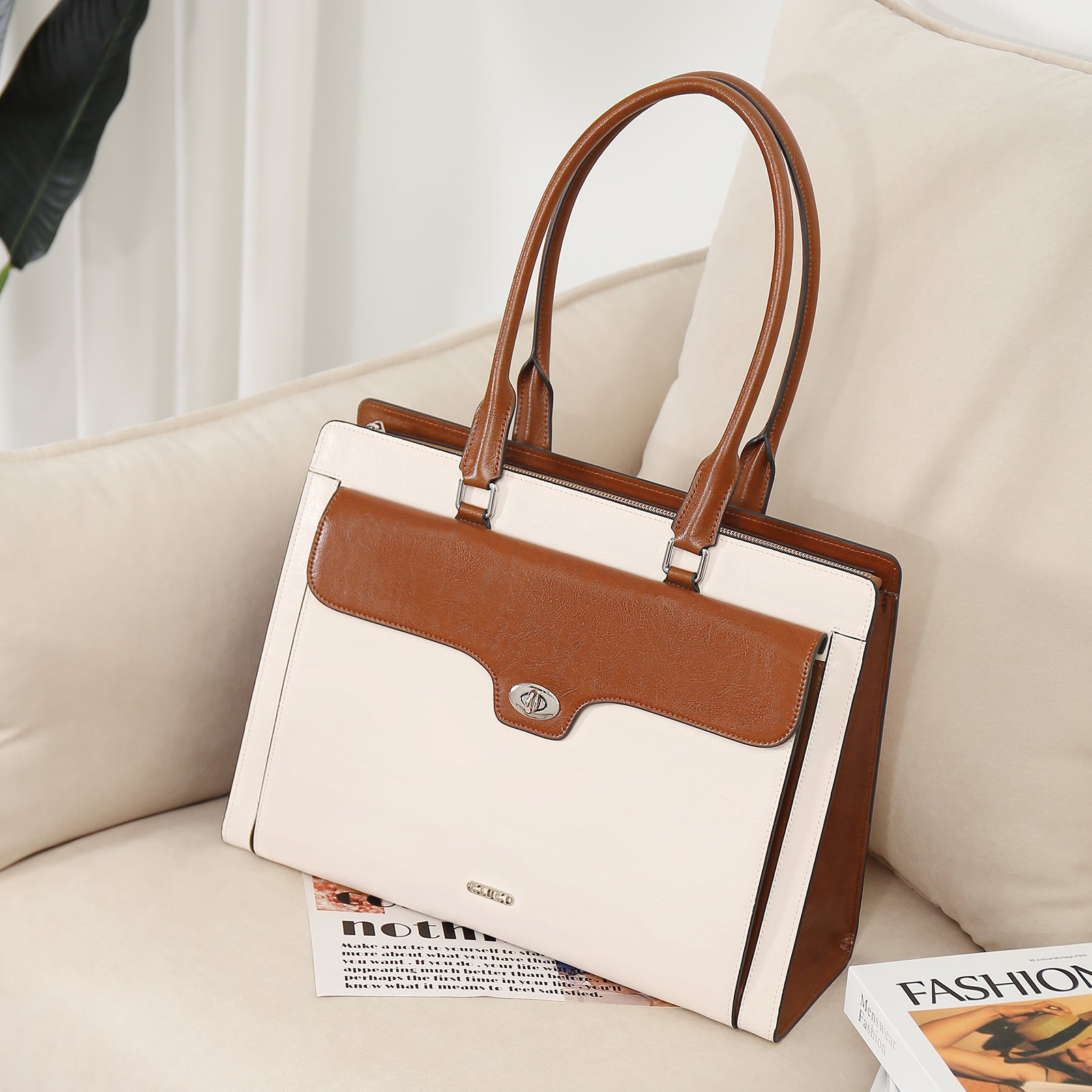 Davidson Classic Vintage Ladies Leather Briefcase Messenger Bag