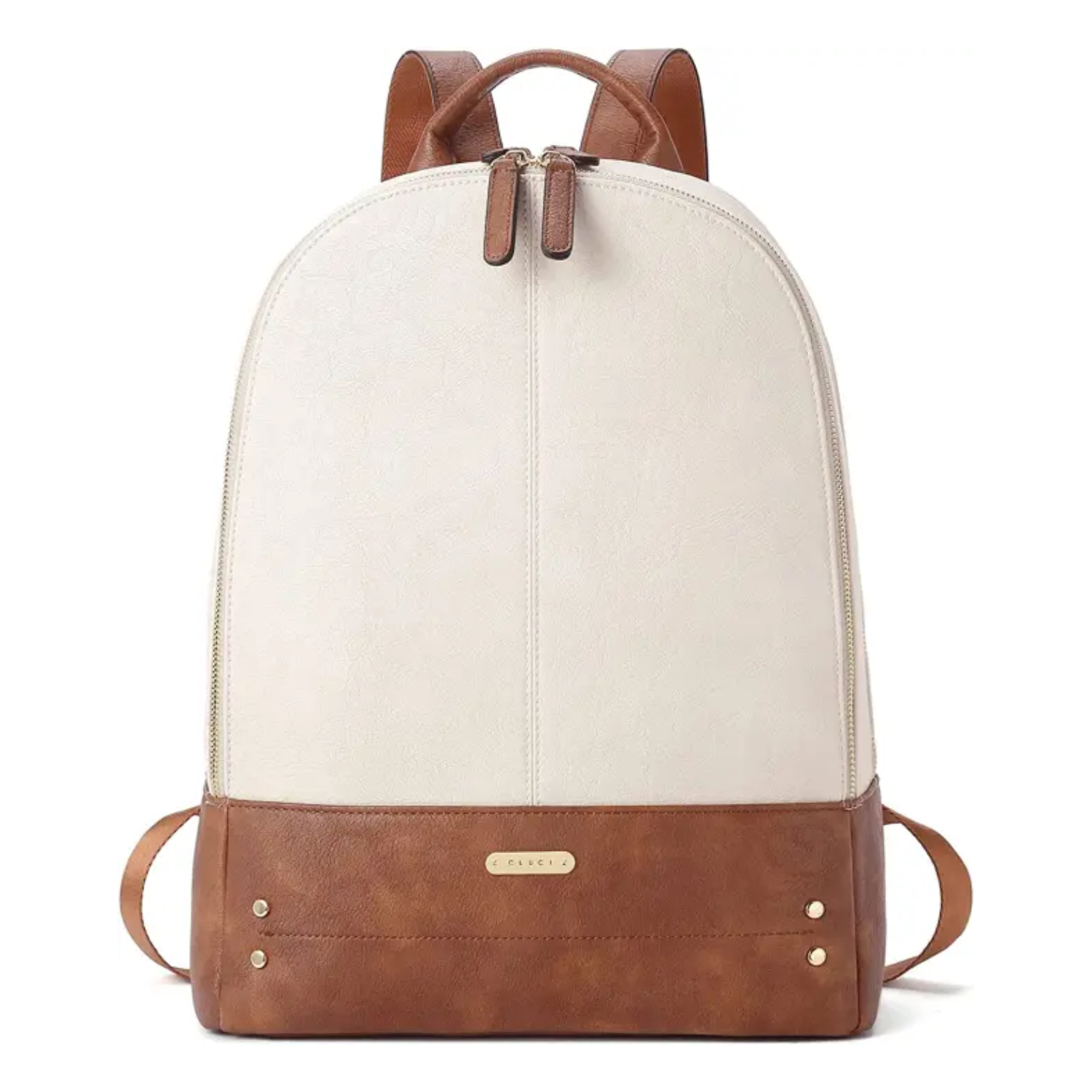 business backpack with leather accents CLUCI Laptop Backpack for Women Leather 15.6 inch Computer Backpack Travel Business Vintage Large College Bag