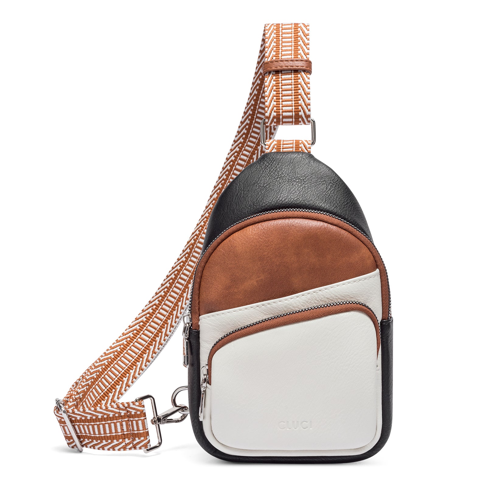 CLUCI Leather Sling Bag With Guitar Strap