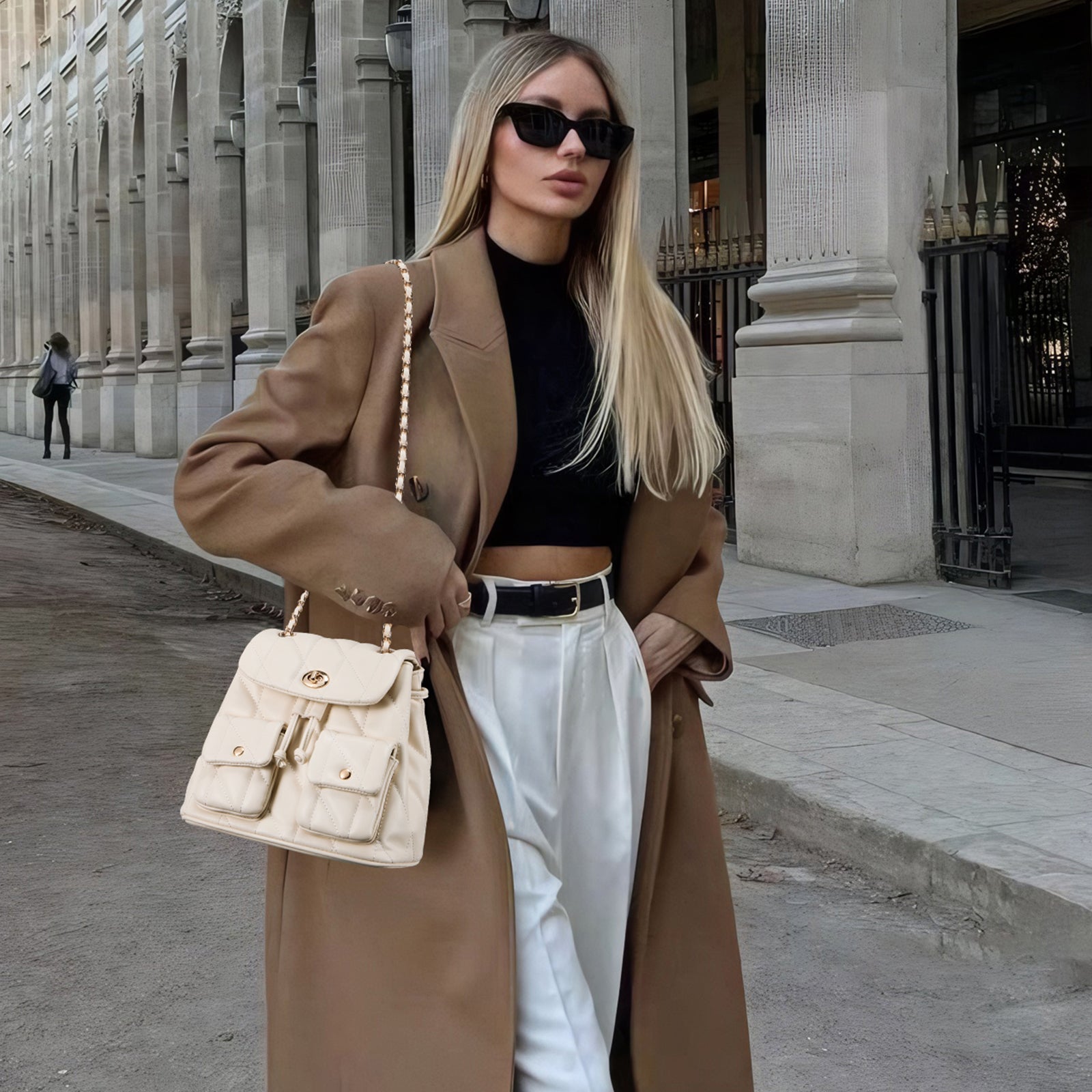 CLUCI Small Backpack Purse for Women,Mini Vegan Leather Tabby Backpack for Woman Quilted Bookbag Crossbody Bag