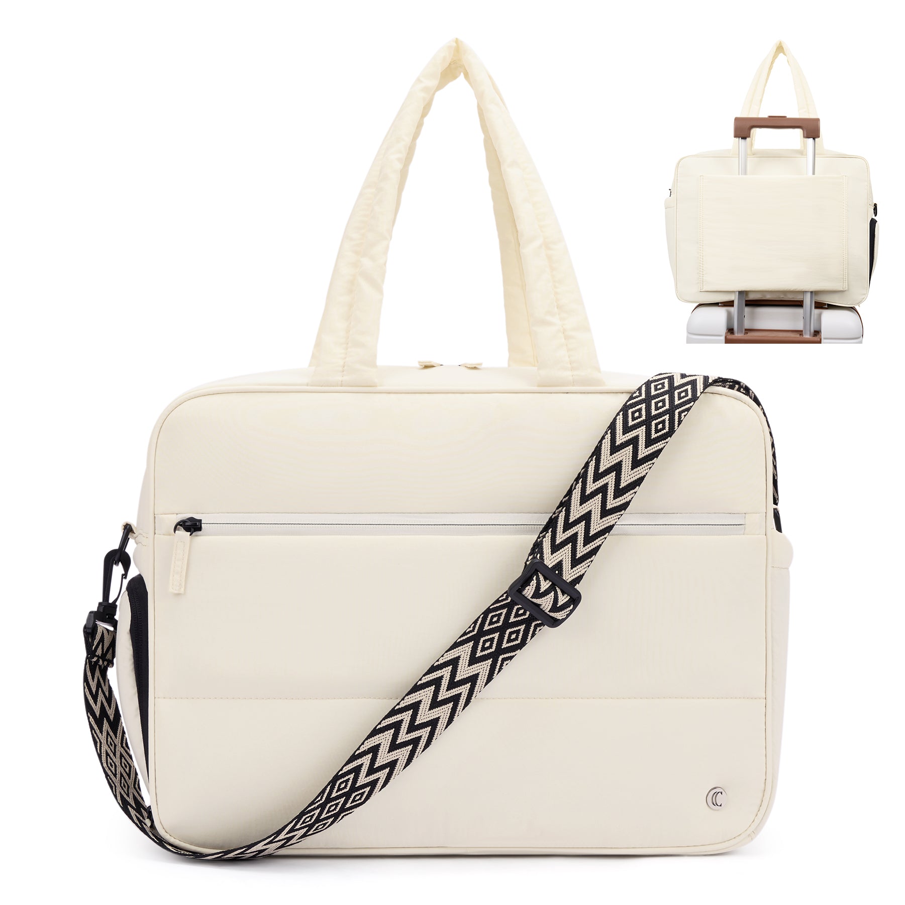 CLUCI Weekender Travel Bag for Women Puffer Tote Bag Carry On Duffle Overnight Bags with Shoe Compartment Black