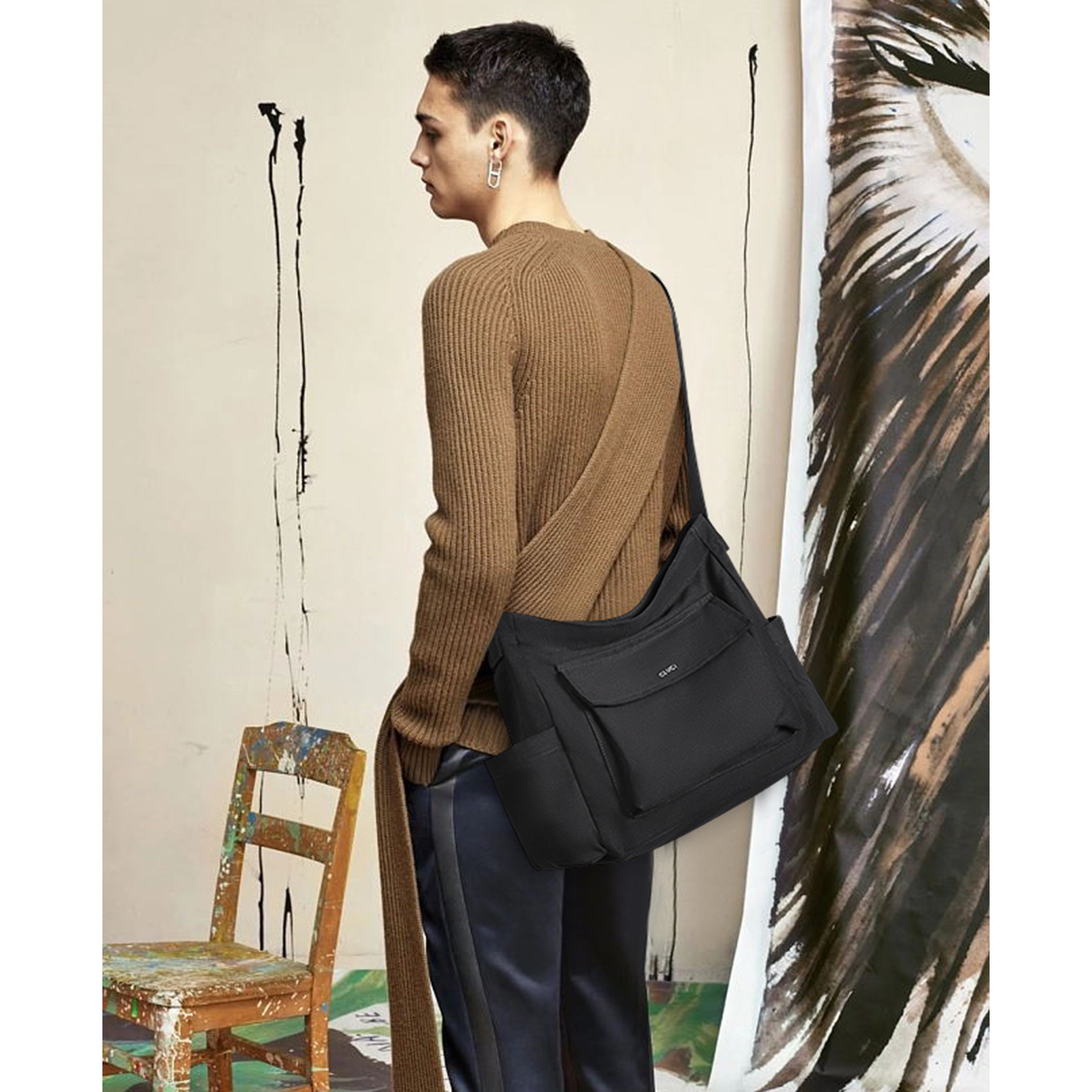 Canvas Messenger Bag Large Hobo Crossbody Bag Tote Bag for Women and Men hippie bag side bag satchel bags Shoulder bags