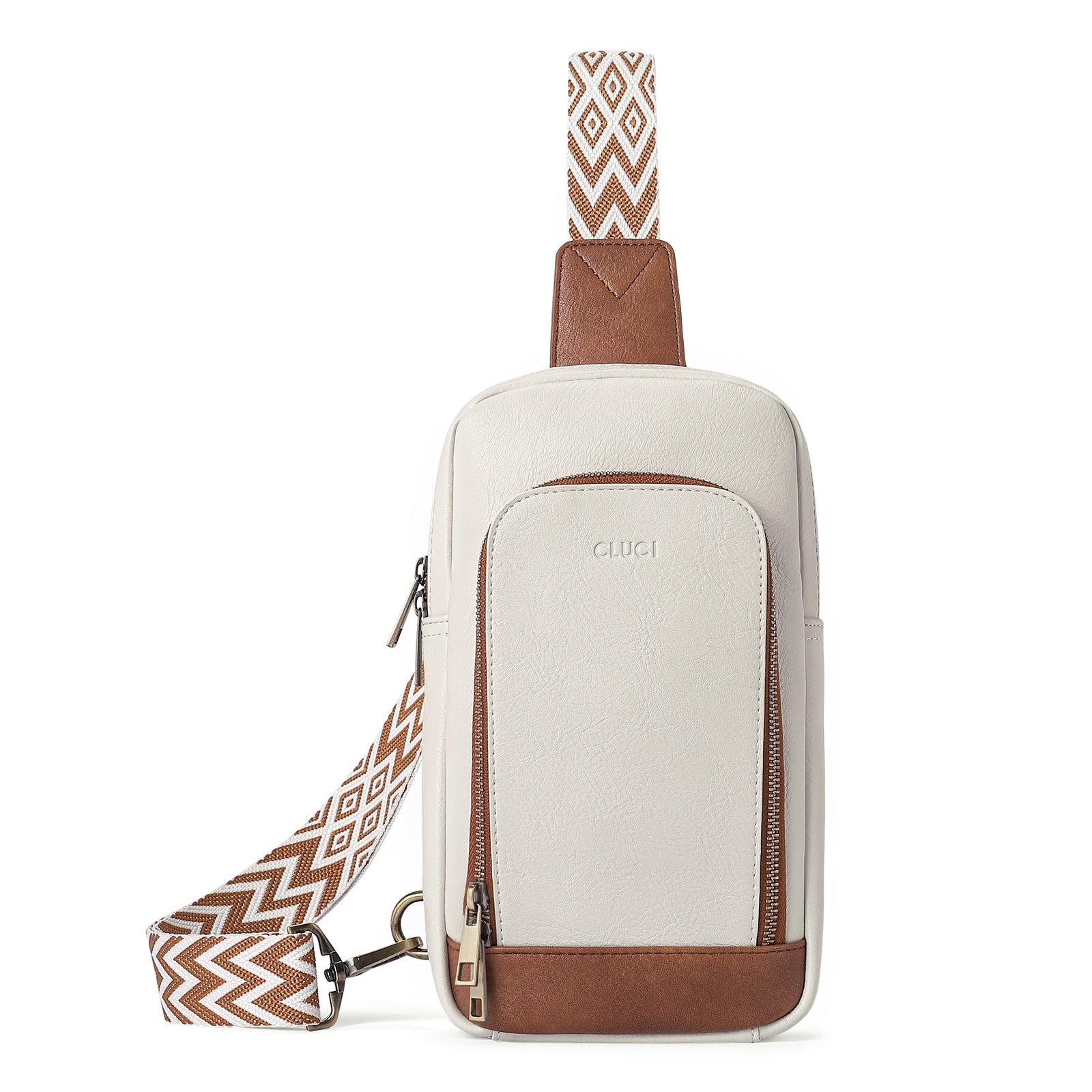 CLUCI Large PU Leather Crossbody Sling Bag for Women Travel Hiking Cycling