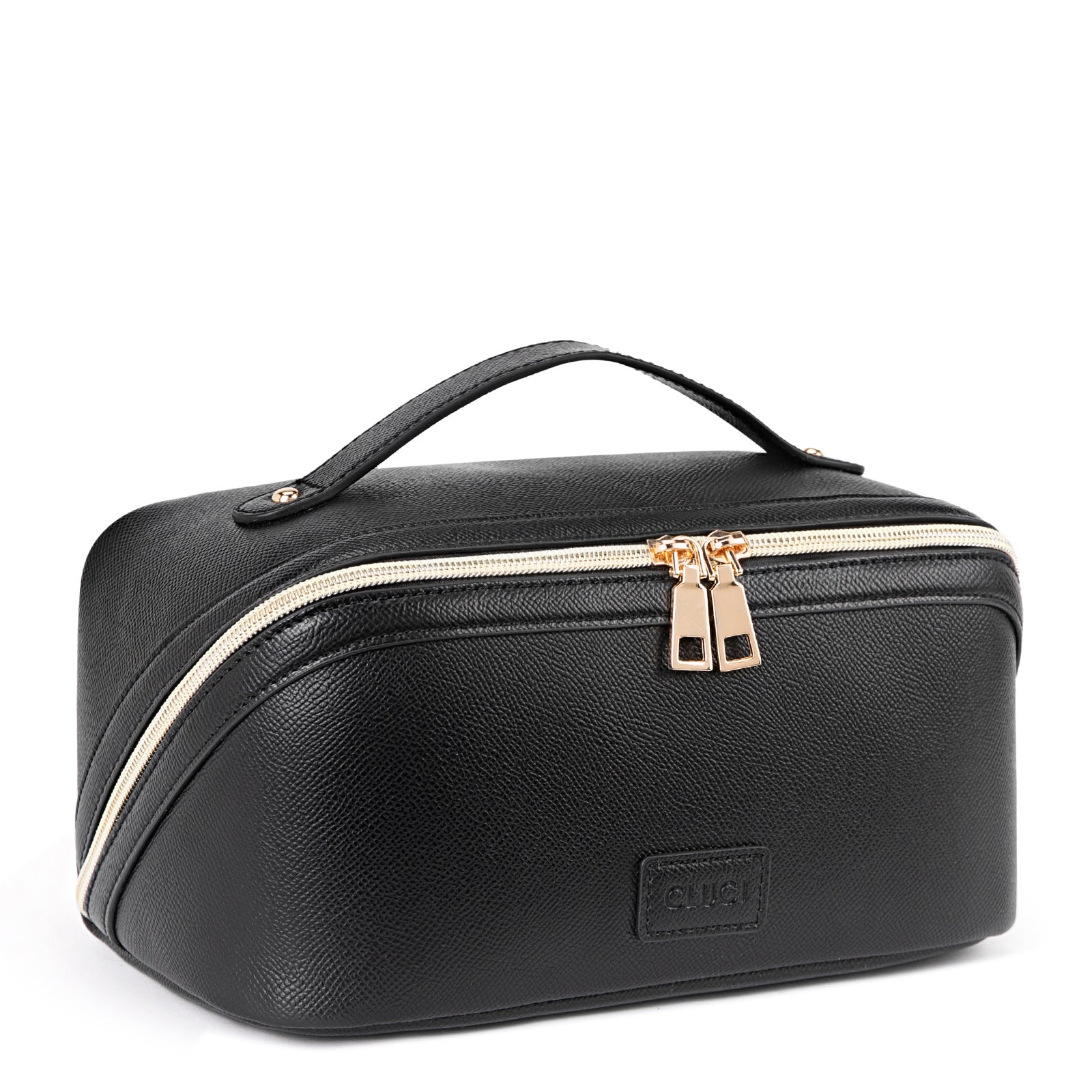 CLUCI Makeup Bag PU Leather Waterproof Large Capacity Cosmetic Bag Organizer Toiletry Bag with Handle and Divider Travel Bag