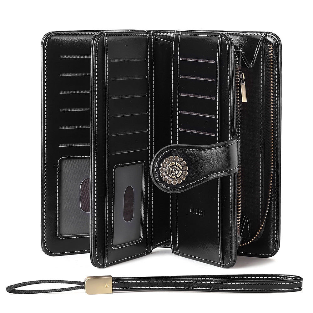 Echo Large Capacity Tri-Fold Wallet With Wrist Strap For Women