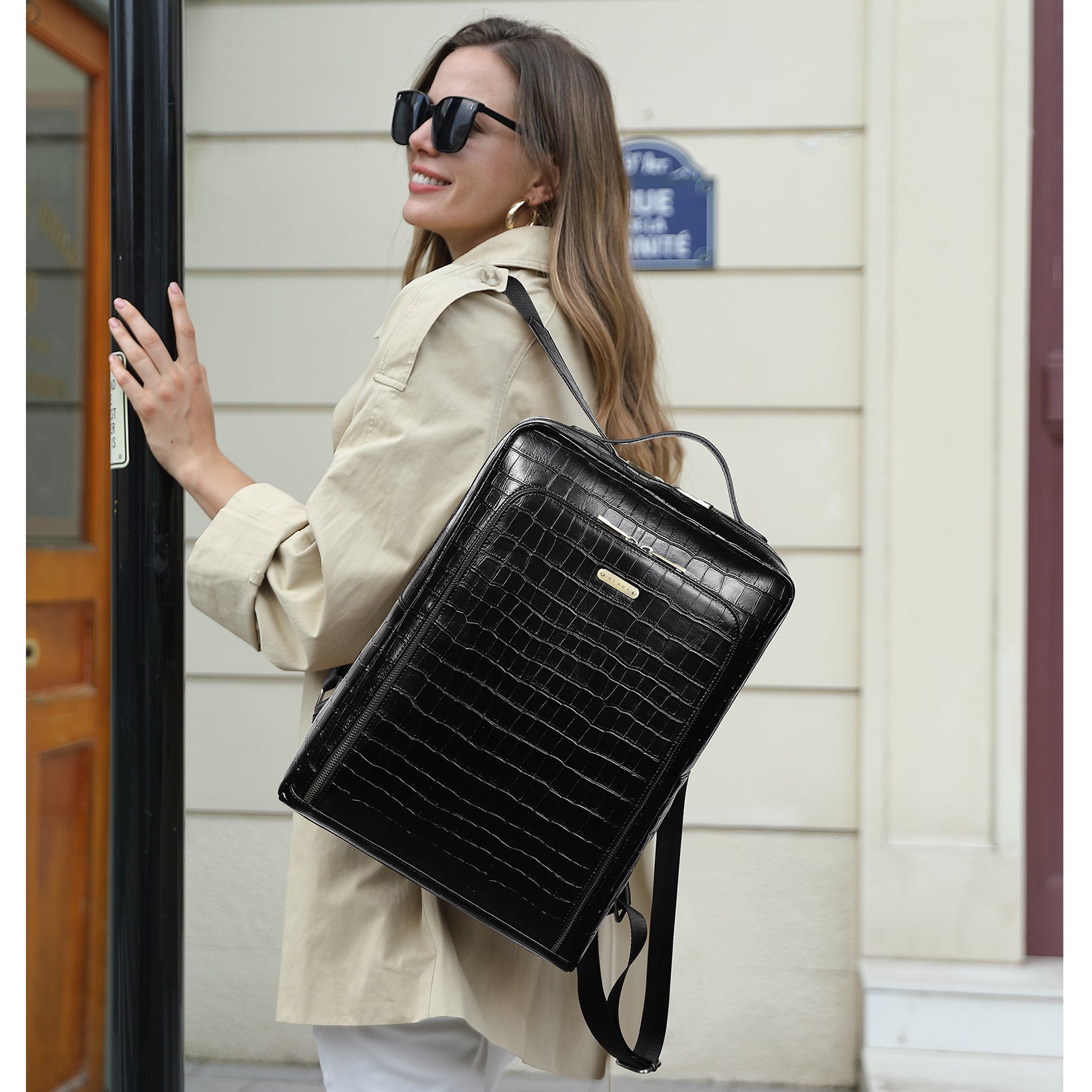 CLUCI Leather Laptop Backpack for Women 15.6 inch Computer Bag Large Travel Vintage College Daypack Business Bags