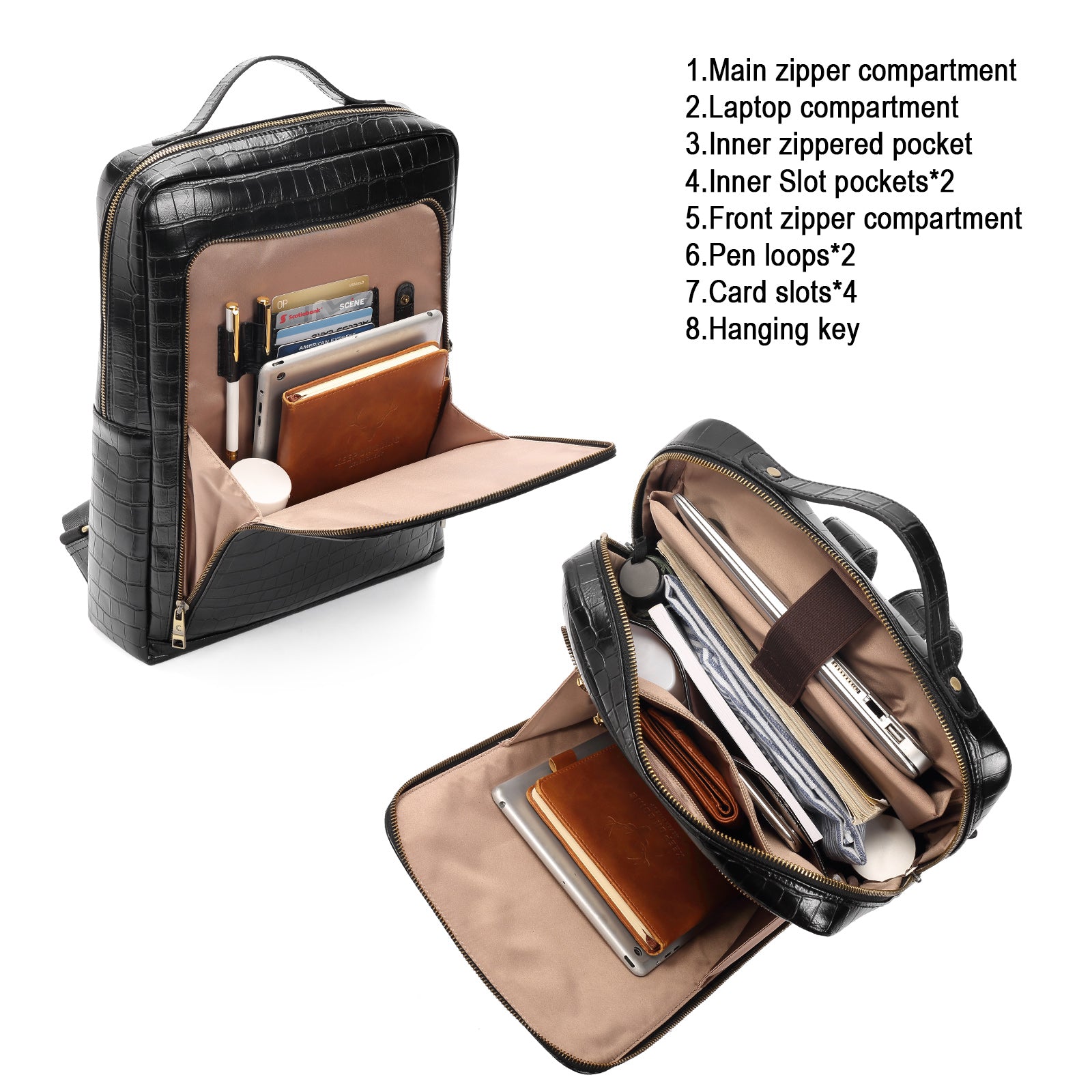 CLUCI Leather Laptop Backpack for Women 15.6 inch Computer Bag Large Travel Vintage College Daypack Business Bags