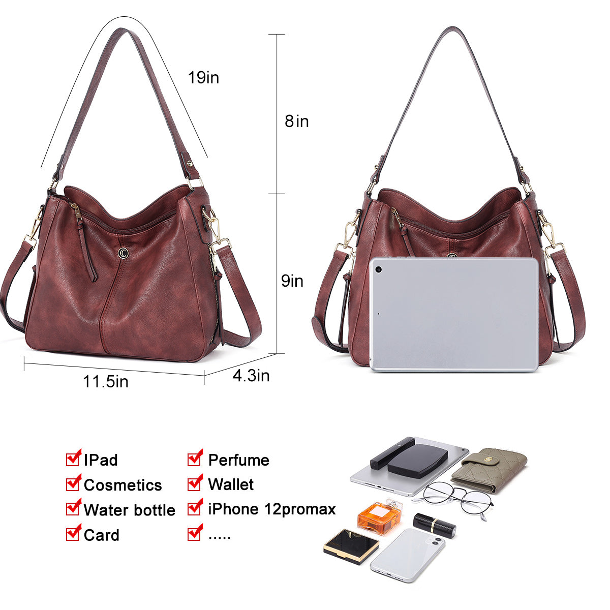 CLUCI Purses and Handbags for Women Leather Hobo Tote Fashion Ladies Crossbody Large Bucket Shoulder Bag