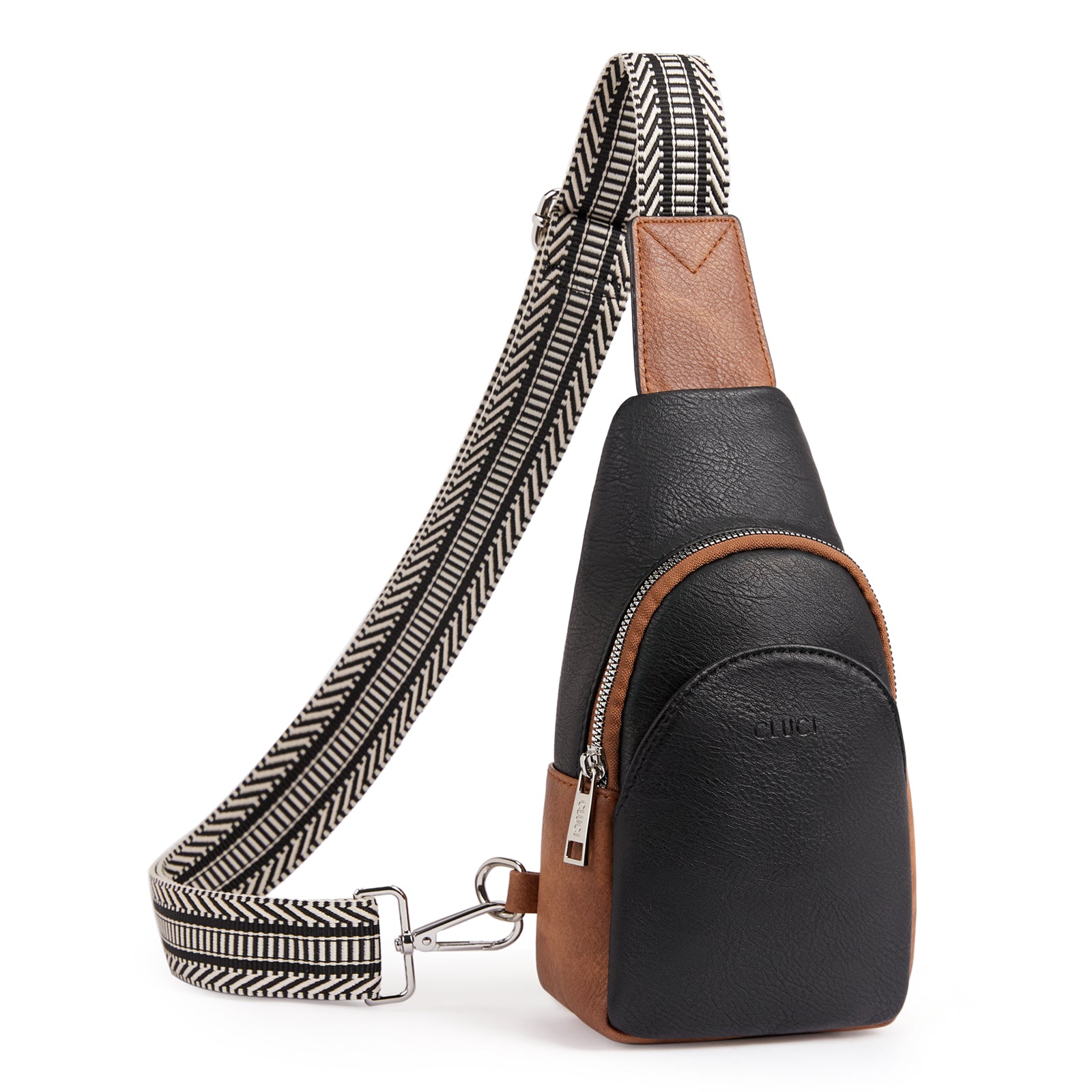 CLUCI Faux Leather Small Sling Bag Fashion Waist Packs with Guitar Strap for Women's Fanny Packs