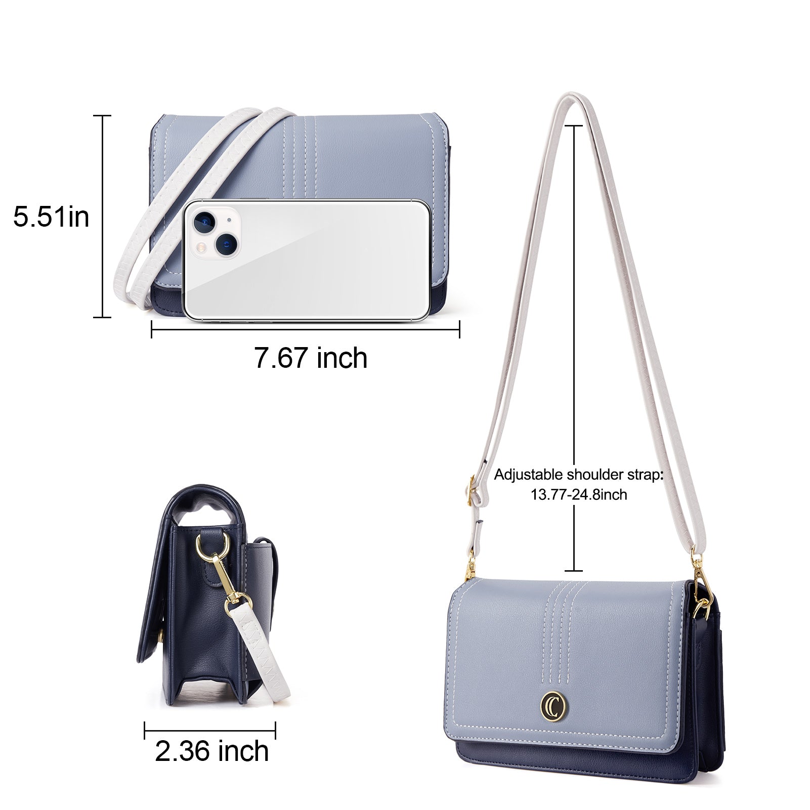 CLUCI Crossbody Purse for Women, Wristlet Wallet, Small Shoulder Bag with Card Slots, Leather Flap Cell phone Clutch