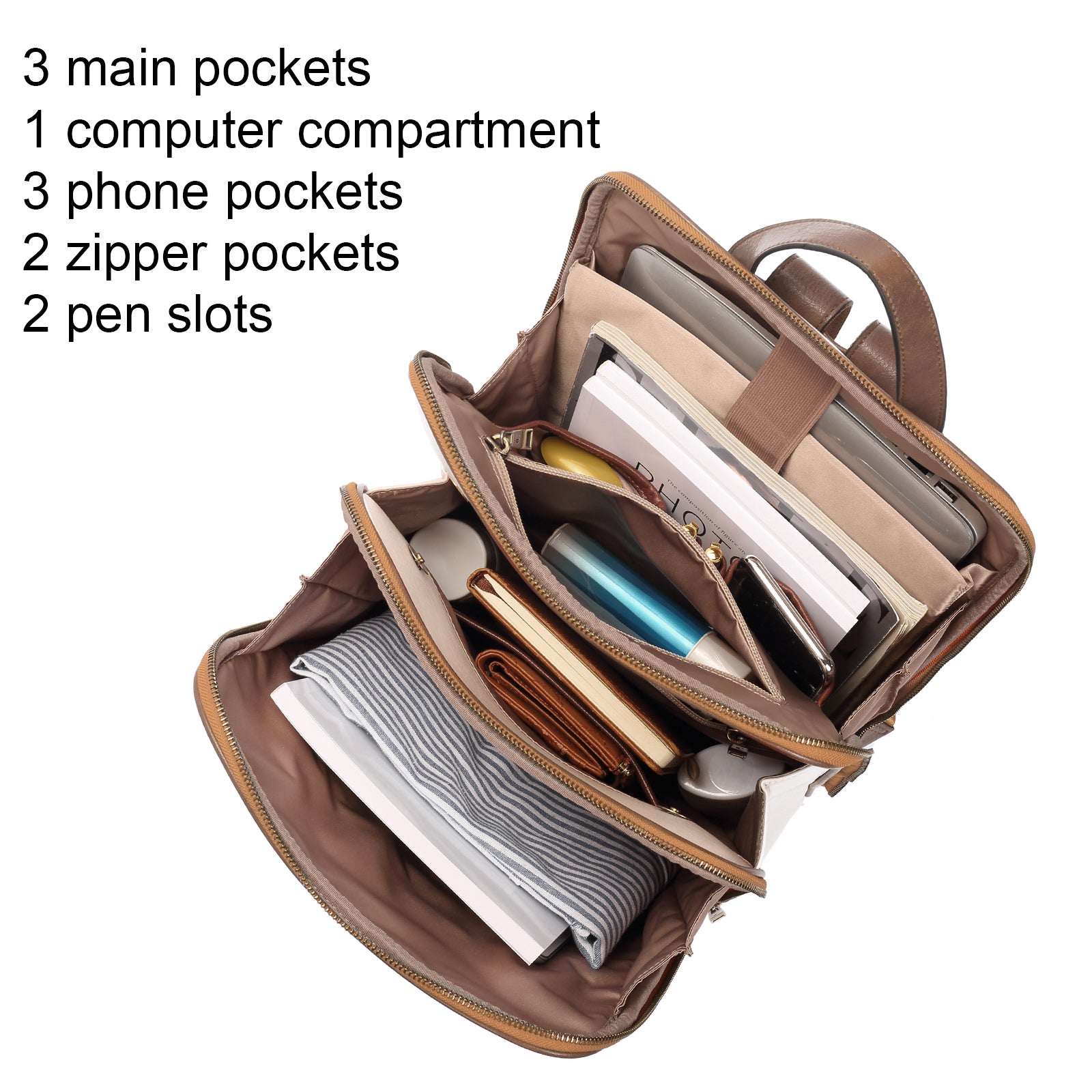 CLUCI Leather Laptop Backpack Purse for Women 15.6 inch Computer Backpack Stylish Travel Bag Daypack