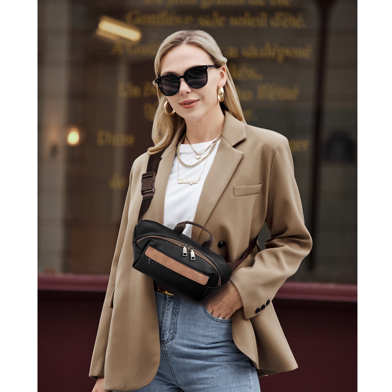 CLUCI Leather Belt Bag Fanny Pack Crossbody Bags for Women Trendy Waist Bag with Adjustable Strap