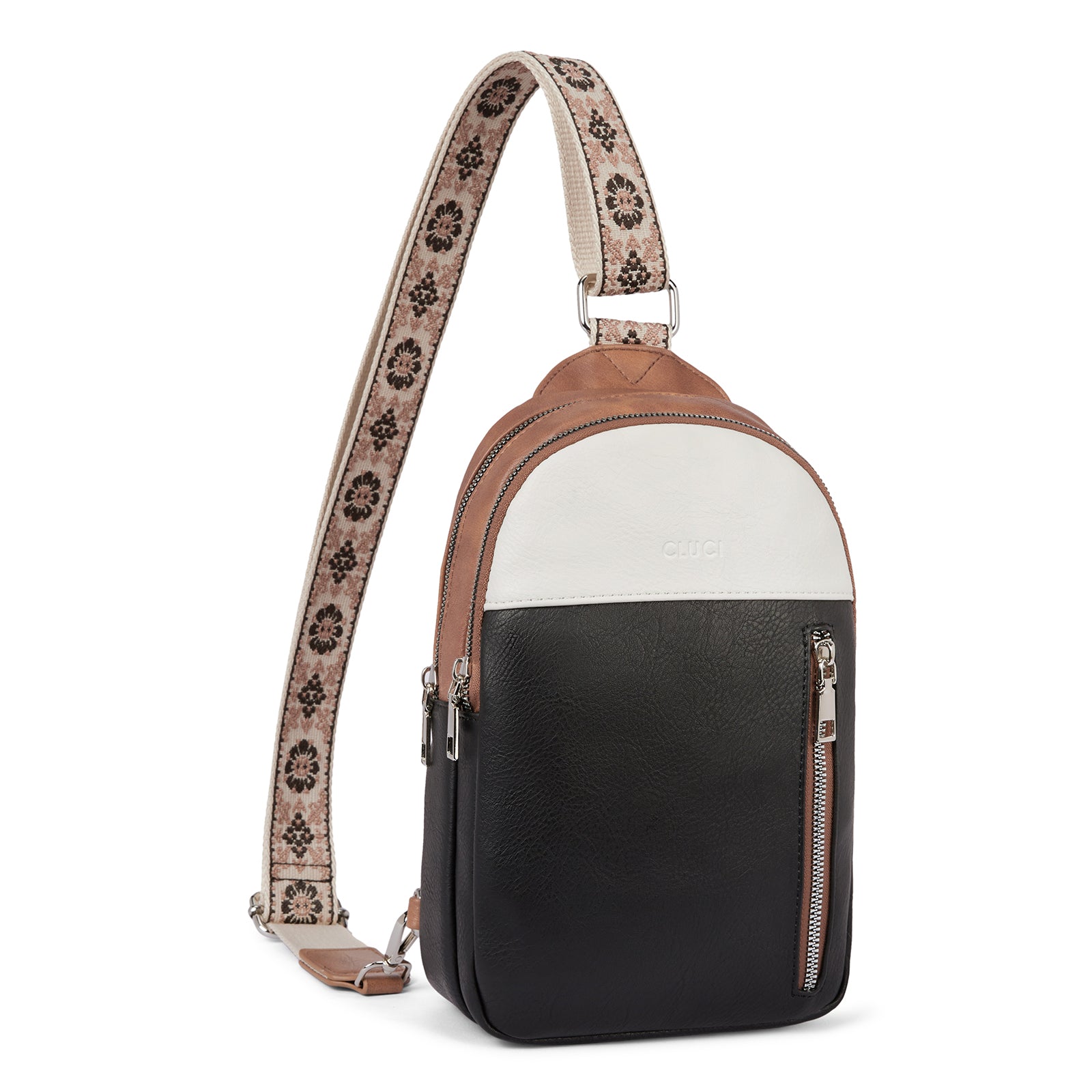 CLUCI Large Leather Fanny Packs Sling Bag for Women Crossbody Purse Trendy Chest Bag