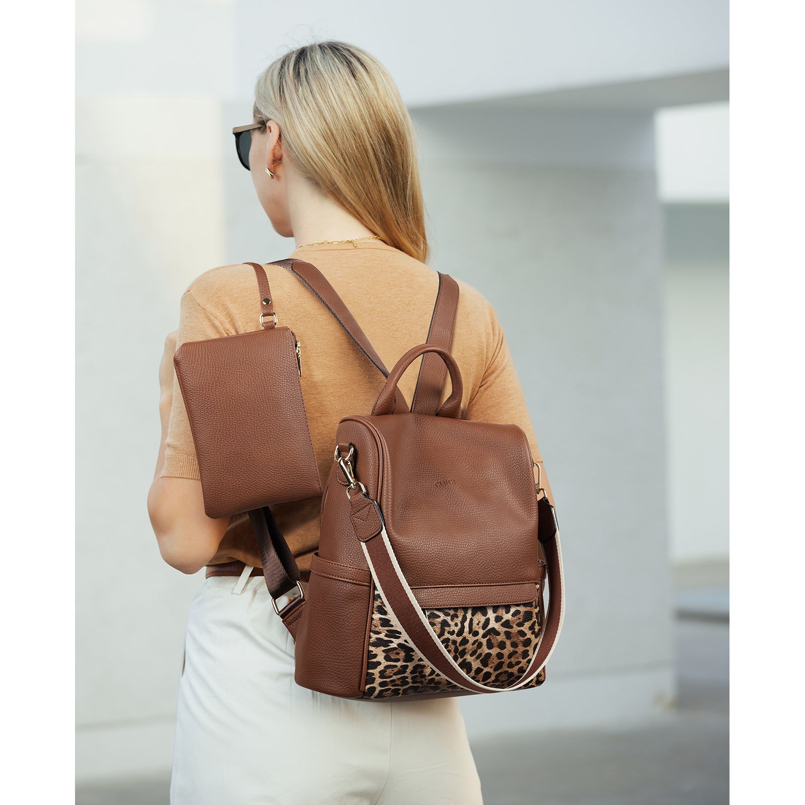 CLUCI Womens Backpack Purse Leather Anti-theft Large Fashion Designer Travel Bag