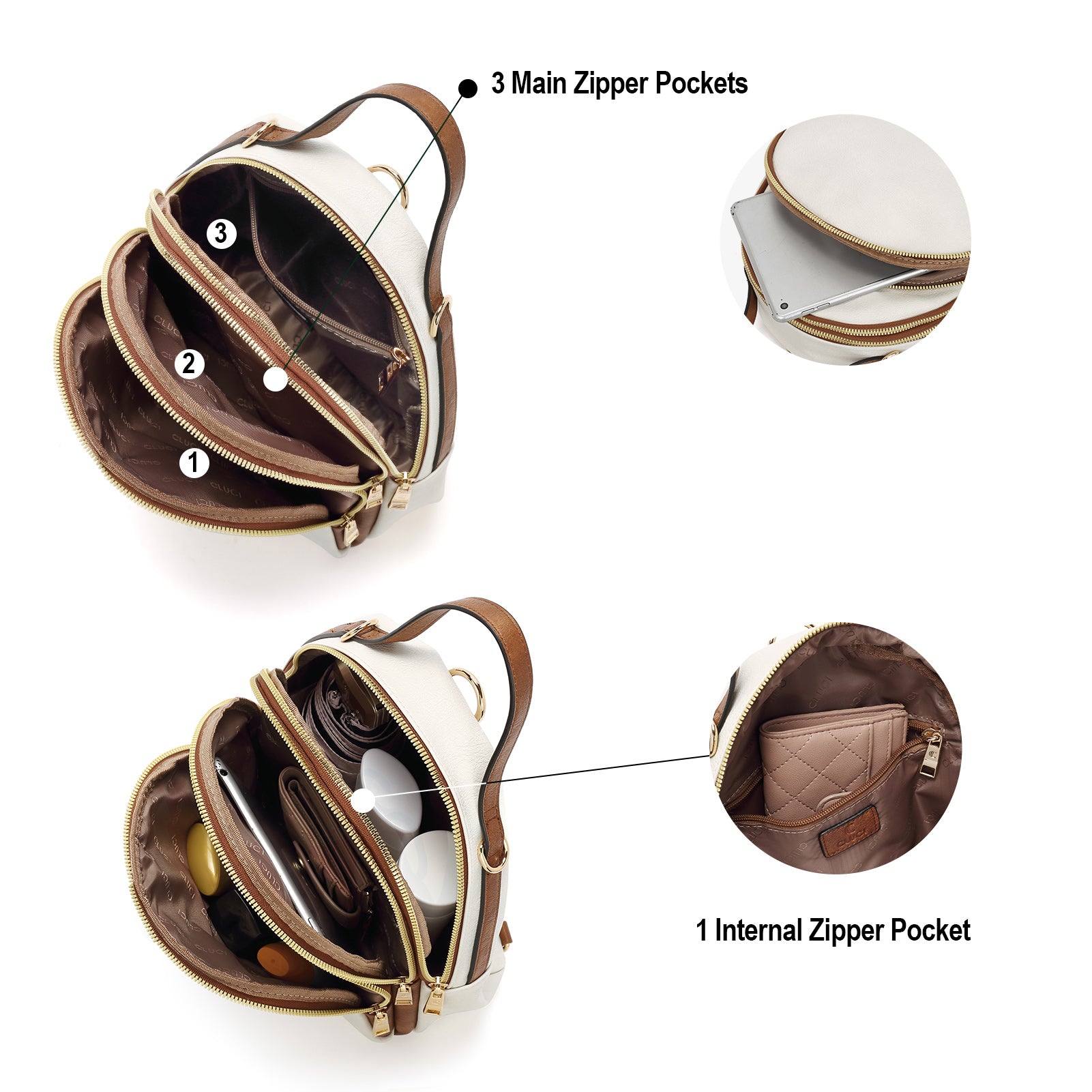 CLUCI Small Backpack Purse for Women Leather Shoulder Bags Lady Fashion Causal Travel Mini Daypack Convertible