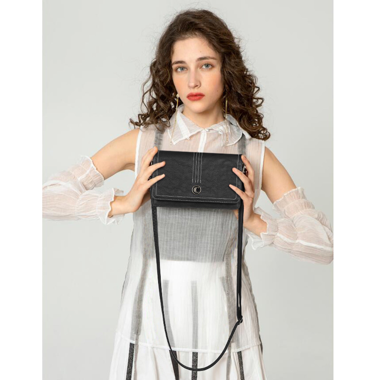 CLUCI Crossbody Purse for Women, Wristlet Wallet, Small Shoulder Bag with Card Slots, Leather Flap Cell phone Clutch