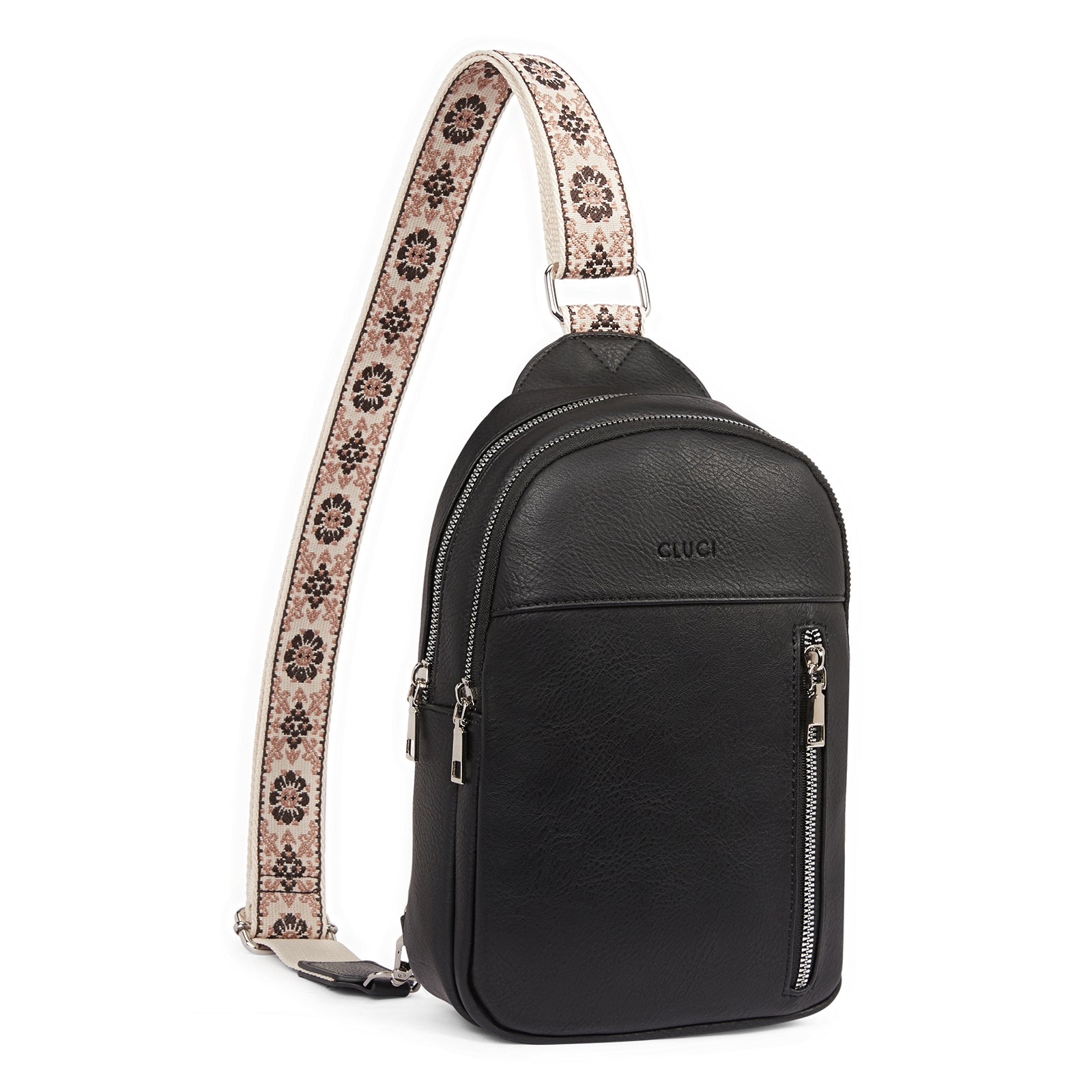 CLUCI Large Leather Fanny Packs Sling Bag for Women Crossbody Purse Trendy Chest Bag