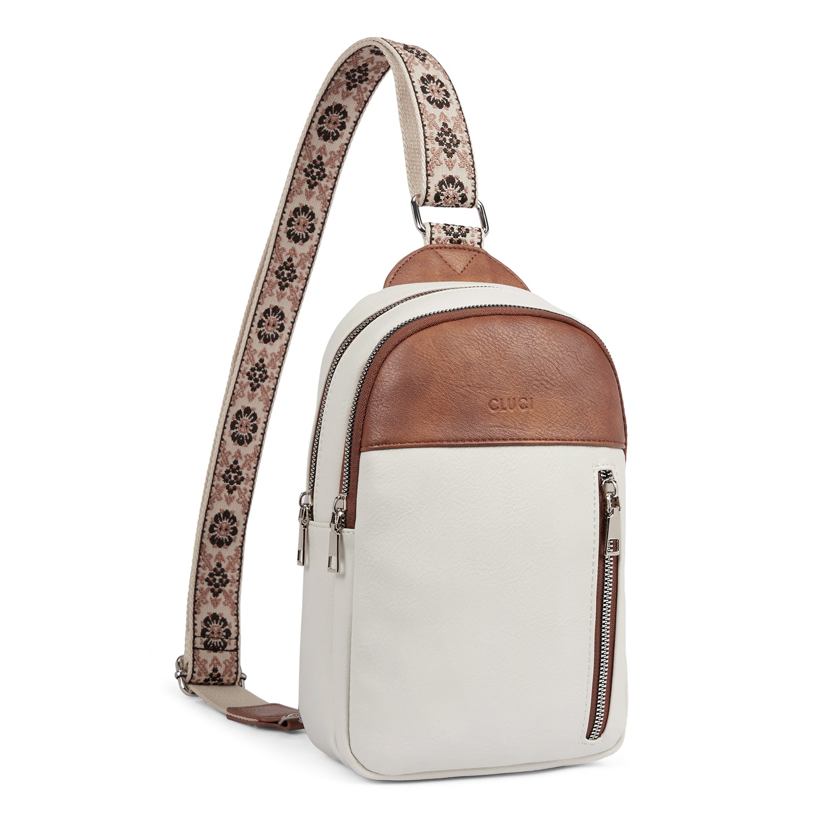 CLUCI Large Leather Fanny Packs Sling Bag for Women Crossbody Purse Trendy Chest Bag