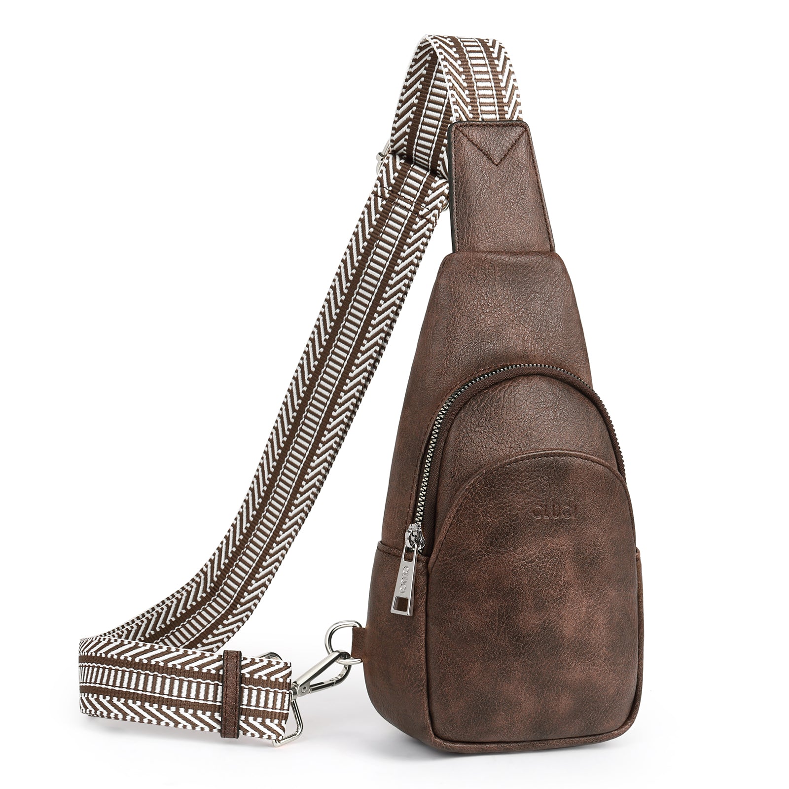 CLUCI Faux Leather Small Sling Bag Fashion Waist Packs with Guitar Strap for Women's Fanny Packs