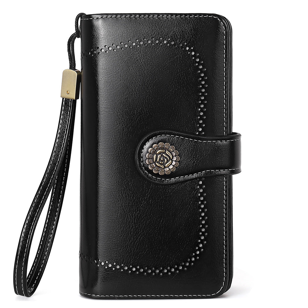 Echo Large Capacity Tri-Fold Wallet With Wrist Strap For Women