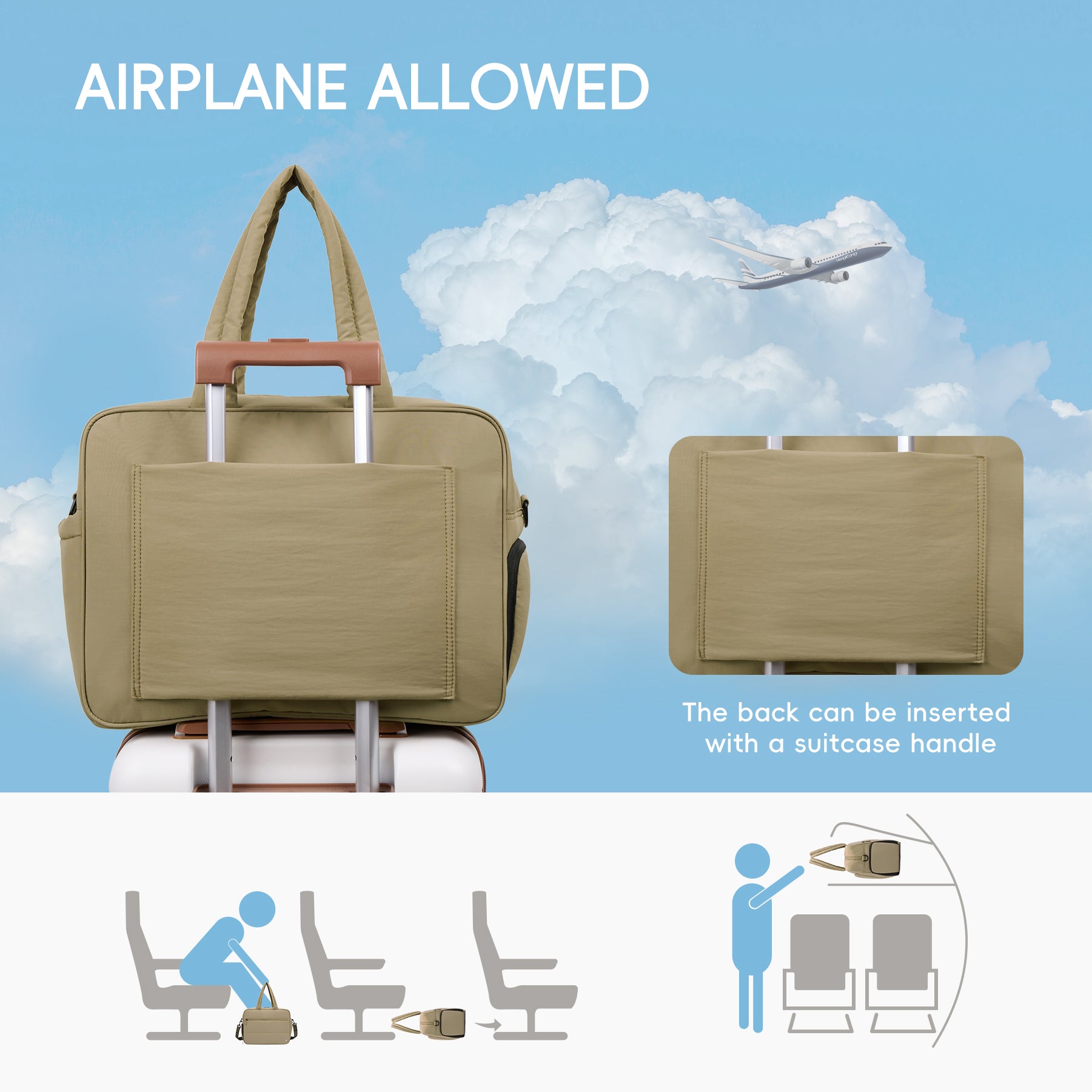 CLUCI Weekender Travel Bag for Women Puffer Tote Bag Carry On Duffle Overnight Bags with Shoe Compartment Black