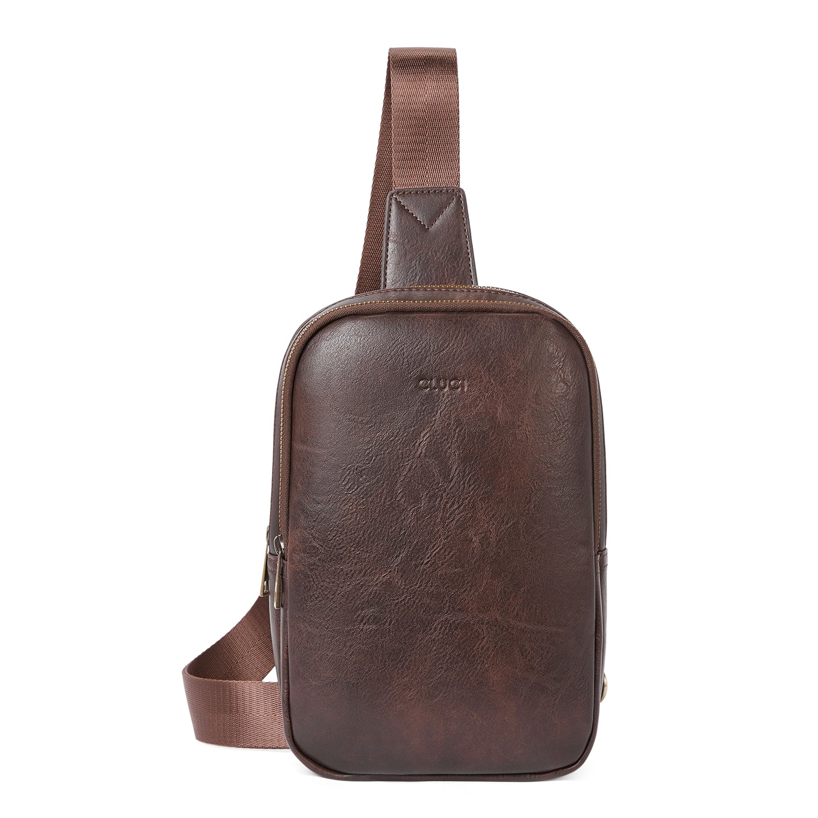 CLUCI Leather Large Sling Bag Crossbody Bag for Women Chest Bag for Travel