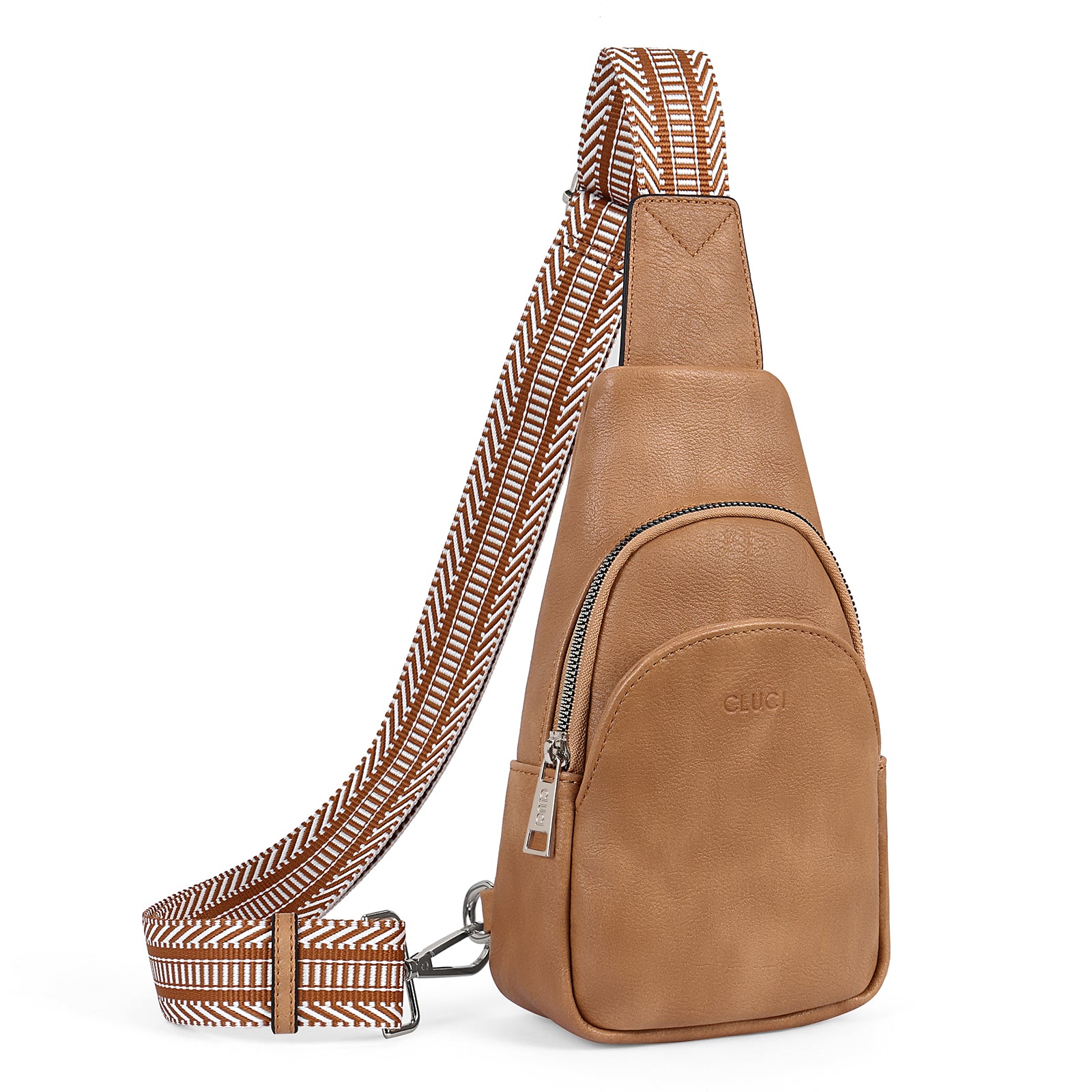 CLUCI Faux Leather Small Sling Bag Fashion Waist Packs with Guitar Strap for Women's Fanny Packs