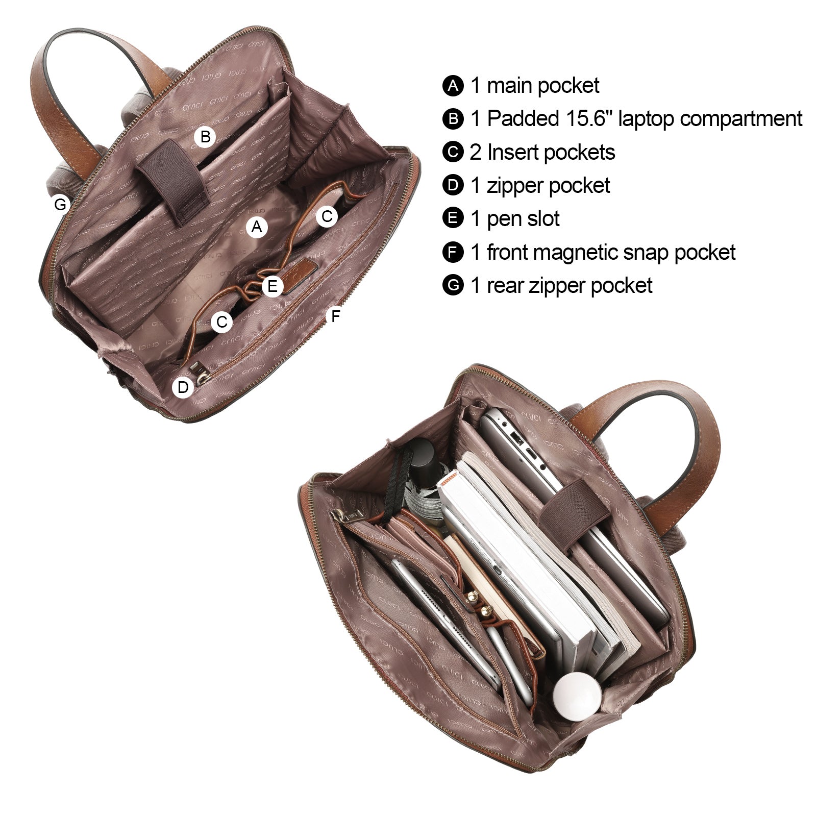 CLUCI Leather Laptop Backpack for Women 15.6 inch Computer Backpack Stylish Travel Backpack Purse for Women Work Daypack Bag