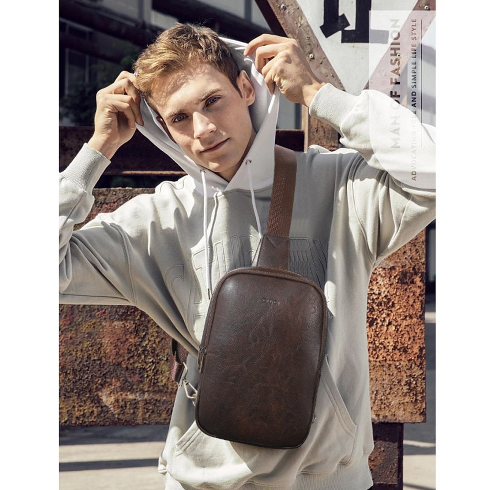 CLUCI Leather Large Sling Bag Crossbody Bag for Women Chest Bag for Travel