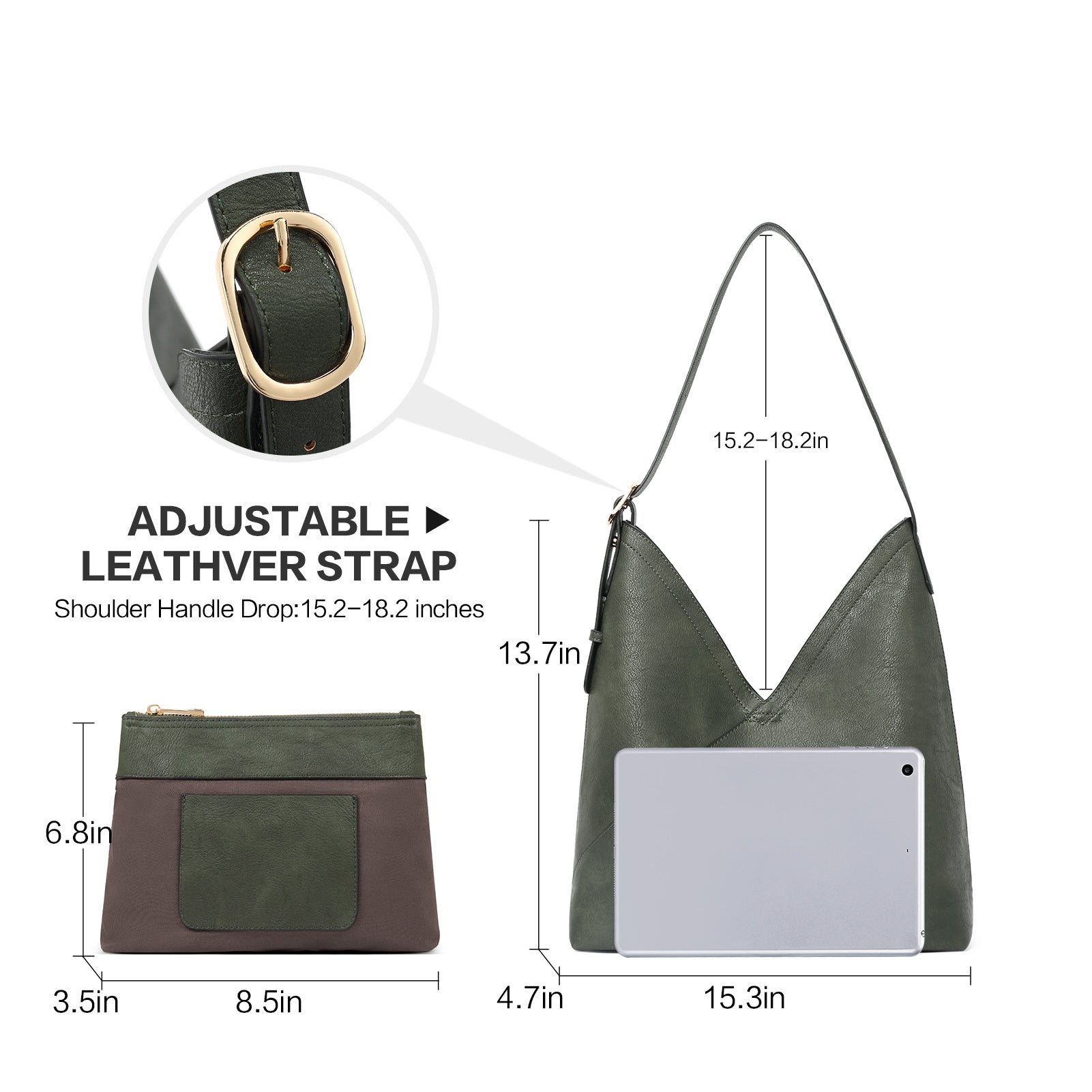 CLUCI Hobo Bags for Women Vegan Leather Purses Designer Handbags Tote Fashion Large Ladies Shoulder Bag