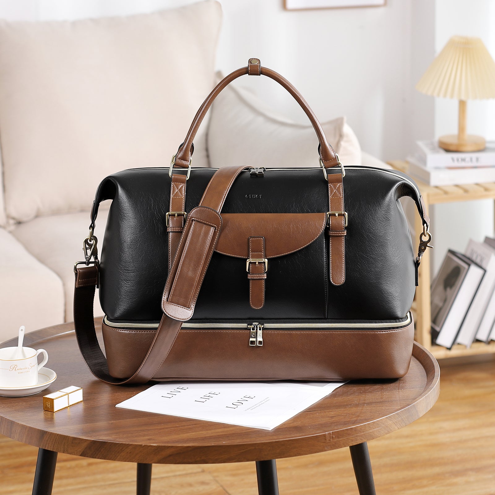 CLUCI Weekender Bag for Women Travel Leather Duffel Bag Carry on Overnight Bag