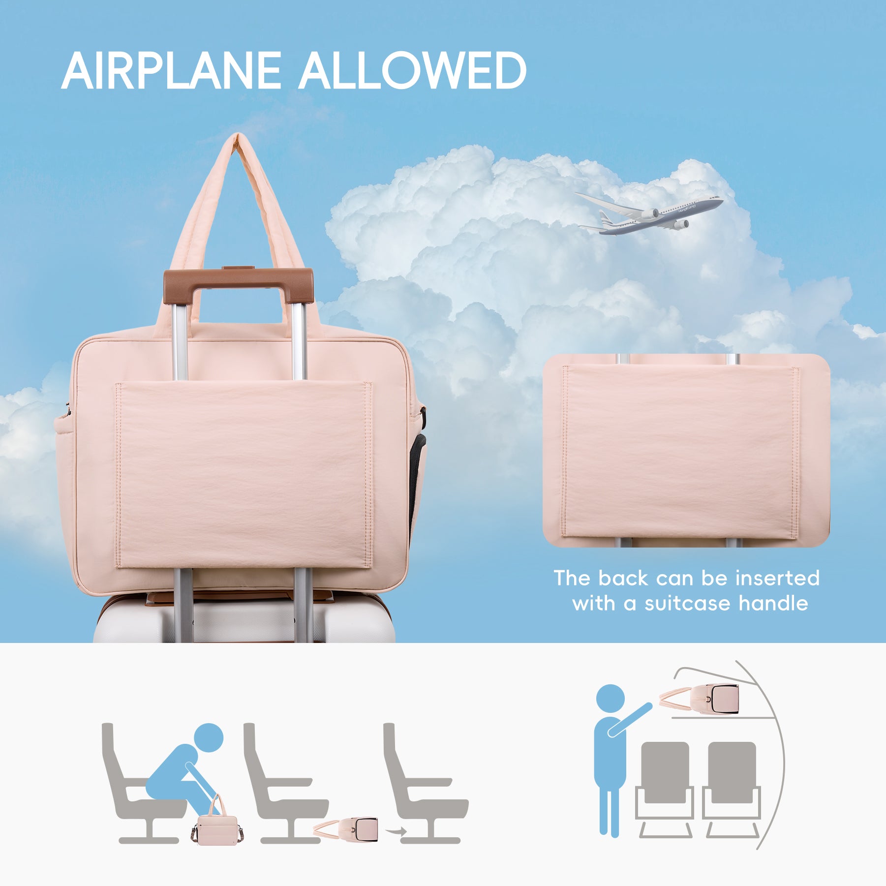 CLUCI Weekender Travel Bag for Women Puffer Tote Bag Carry On Duffle Overnight Bags with Shoe Compartment Black