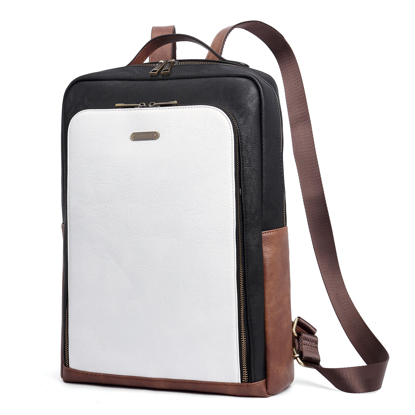 CLUCI Leather Laptop Backpack for Women 15.6 inch Computer Bag Large Travel Vintage College Daypack Business Bags