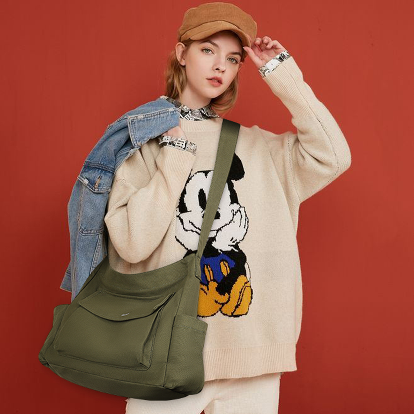 Canvas Messenger Bag Large Hobo Crossbody Bag Tote Bag for Women and Men hippie bag side bag satchel bags Shoulder bags