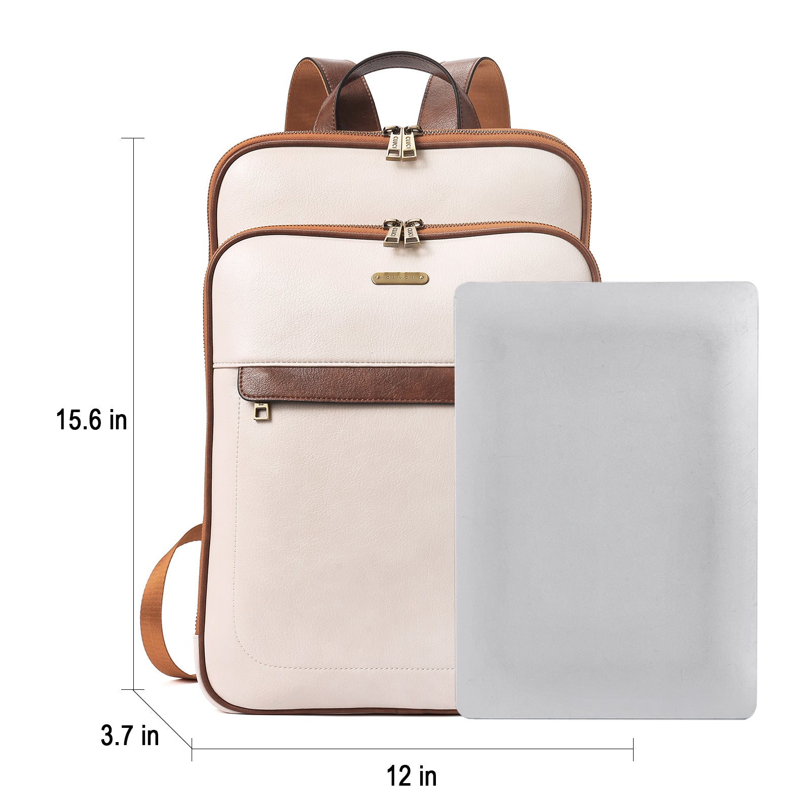 CLUCI Leather Laptop Backpack Purse for Women 15.6 inch Computer Backpack Stylish Travel Bag Daypack