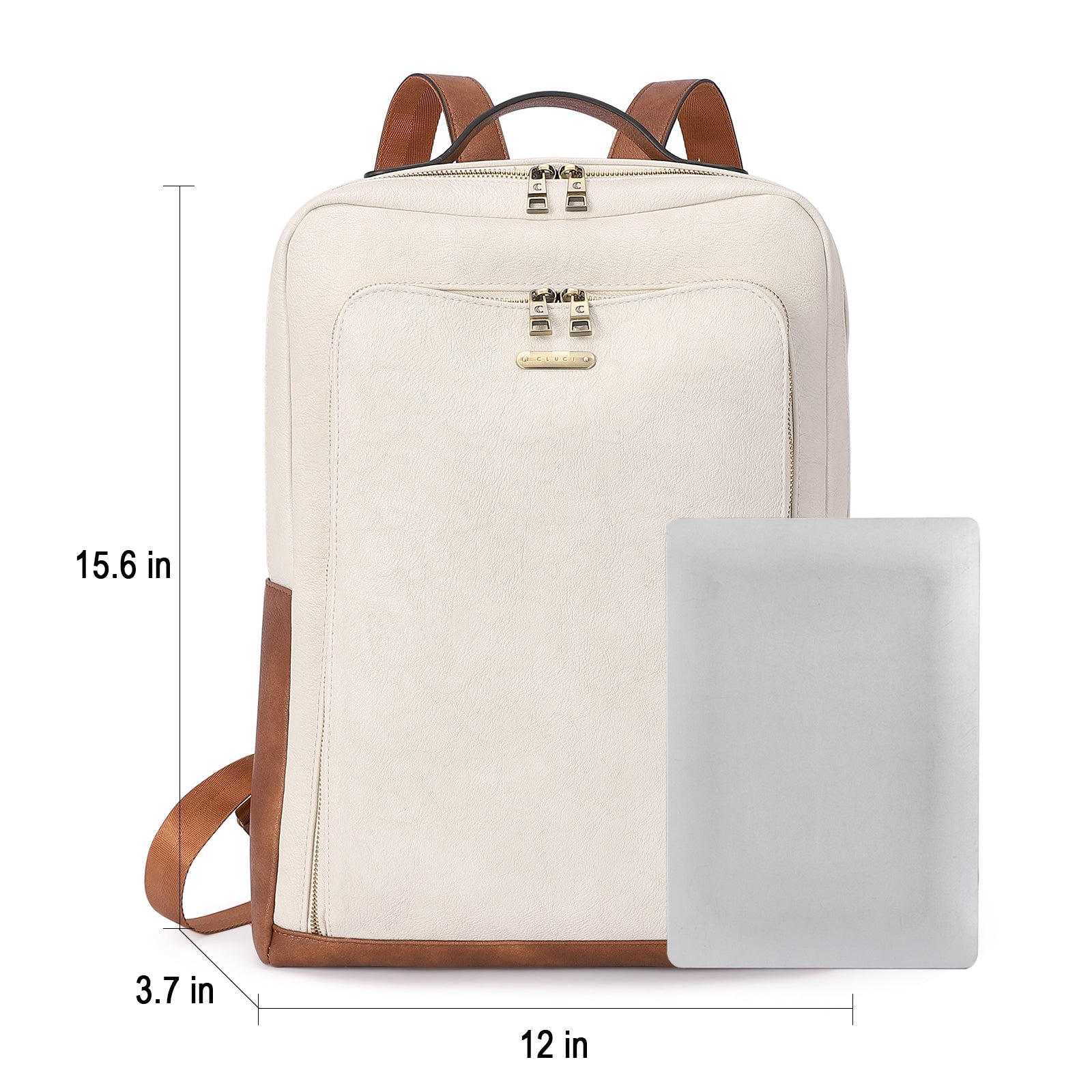 CLUCI Leather Laptop Backpack for Women 15.6 inch Computer Bag Large Travel Vintage College Daypack Business Bags