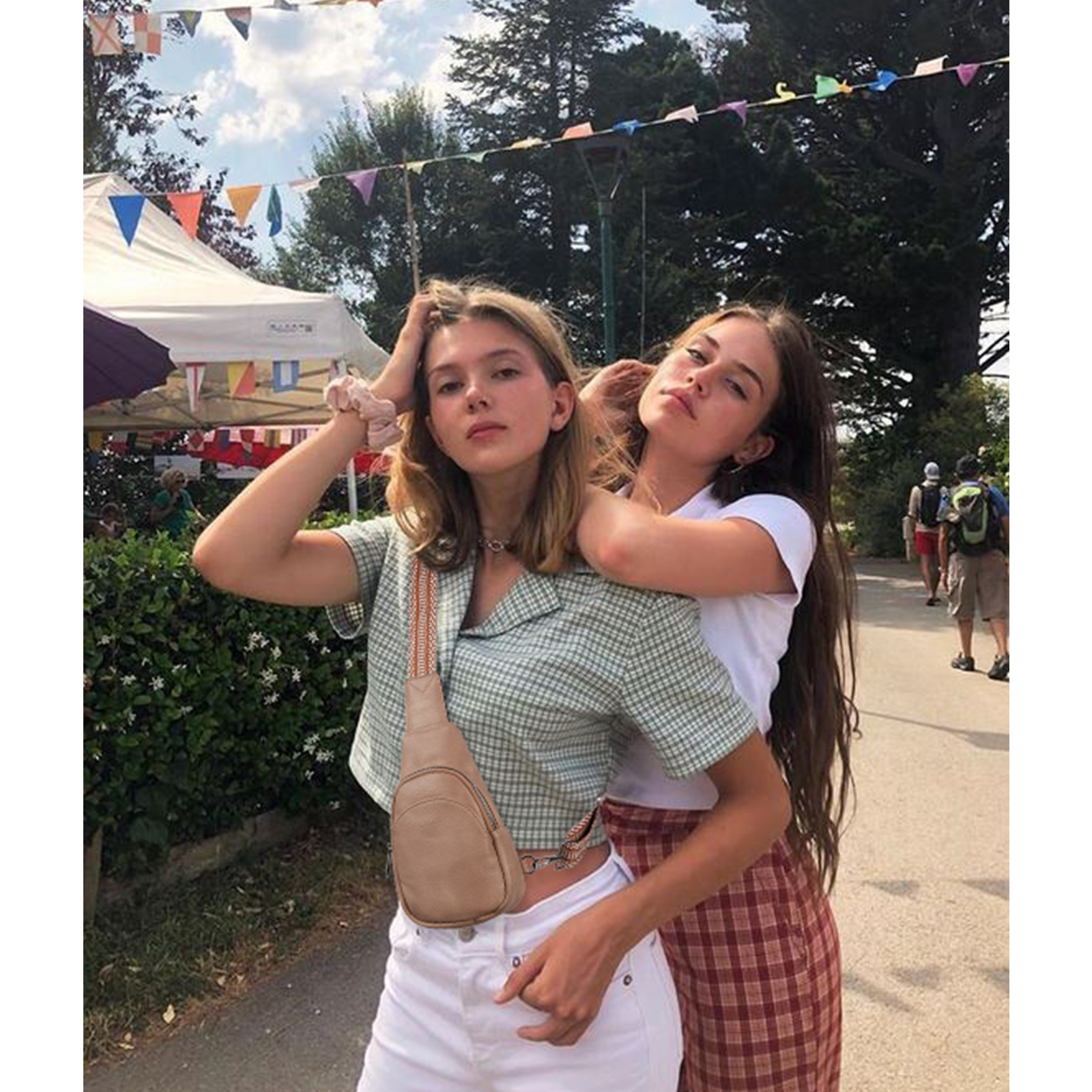 CLUCI Faux Leather Small Sling Bag Fashion Waist Packs with Guitar Strap for Women's Fanny Packs