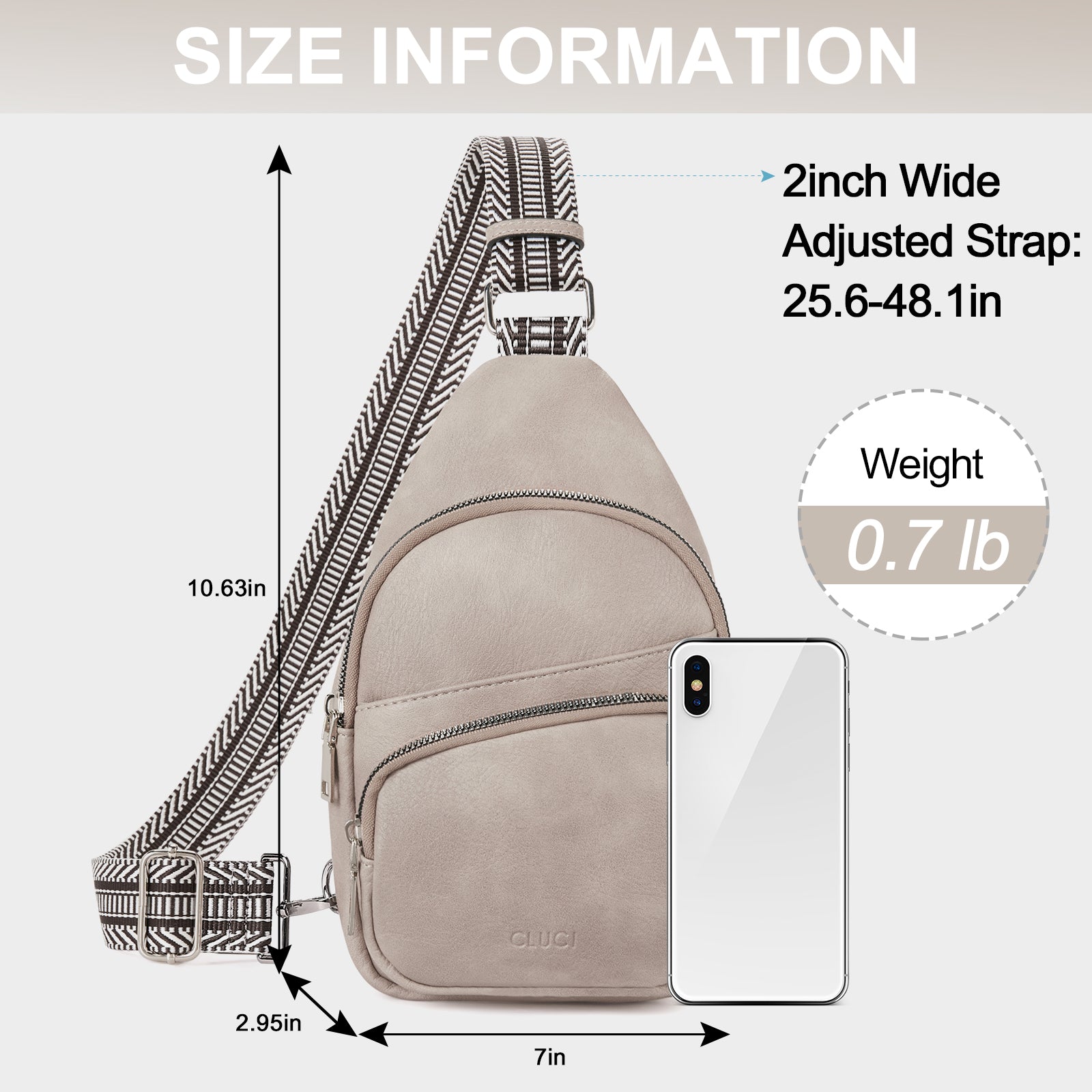 CLUCI Leather Sling Bag With Guitar Strap