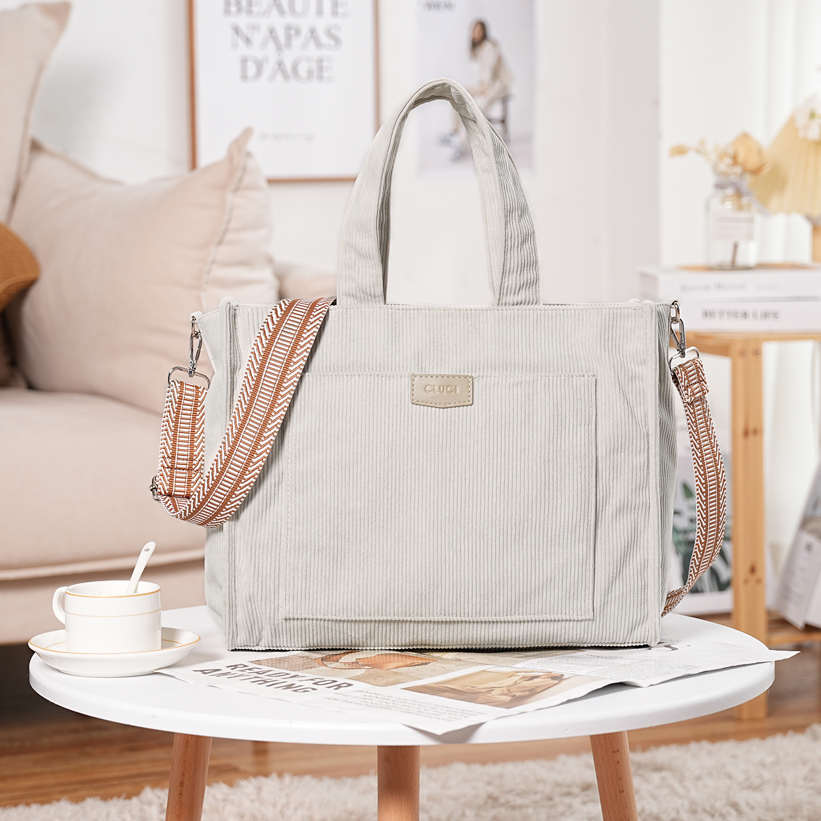 Wide Purse Strap Crossbody Purses Adjustable Replacement Shoulder Handbag Strap—Beige