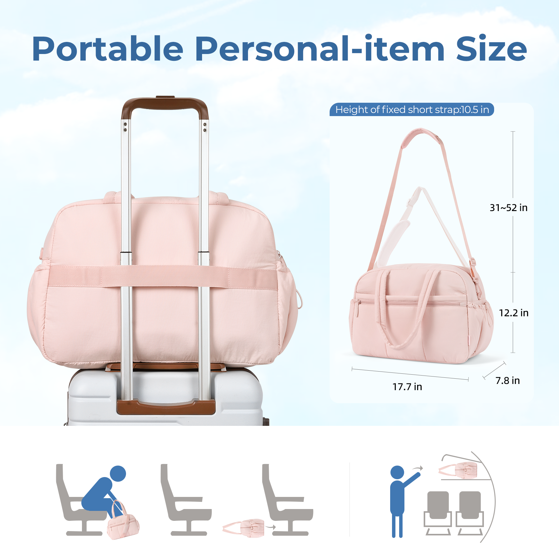 CLUCI Duffle Bag for Travel, Gym Bag for Women, Puffer Tote Small Carry On Bag, 30L Duffle Weekender Bags with Wet Pocket