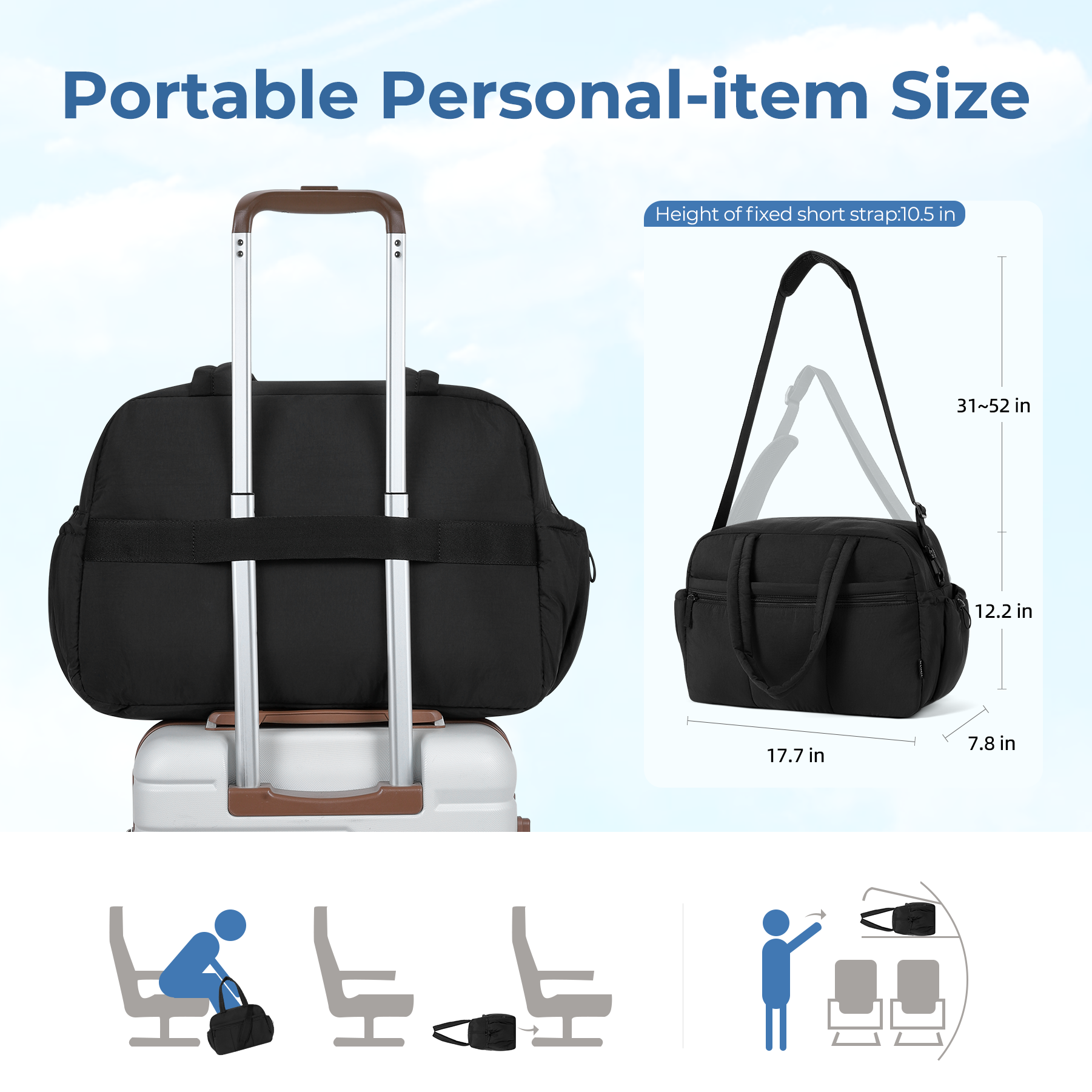 CLUCI Duffle Bag for Travel, Gym Bag for Women, Puffer Tote Small Carry On Bag, 30L Duffle Weekender Bags with Wet Pocket