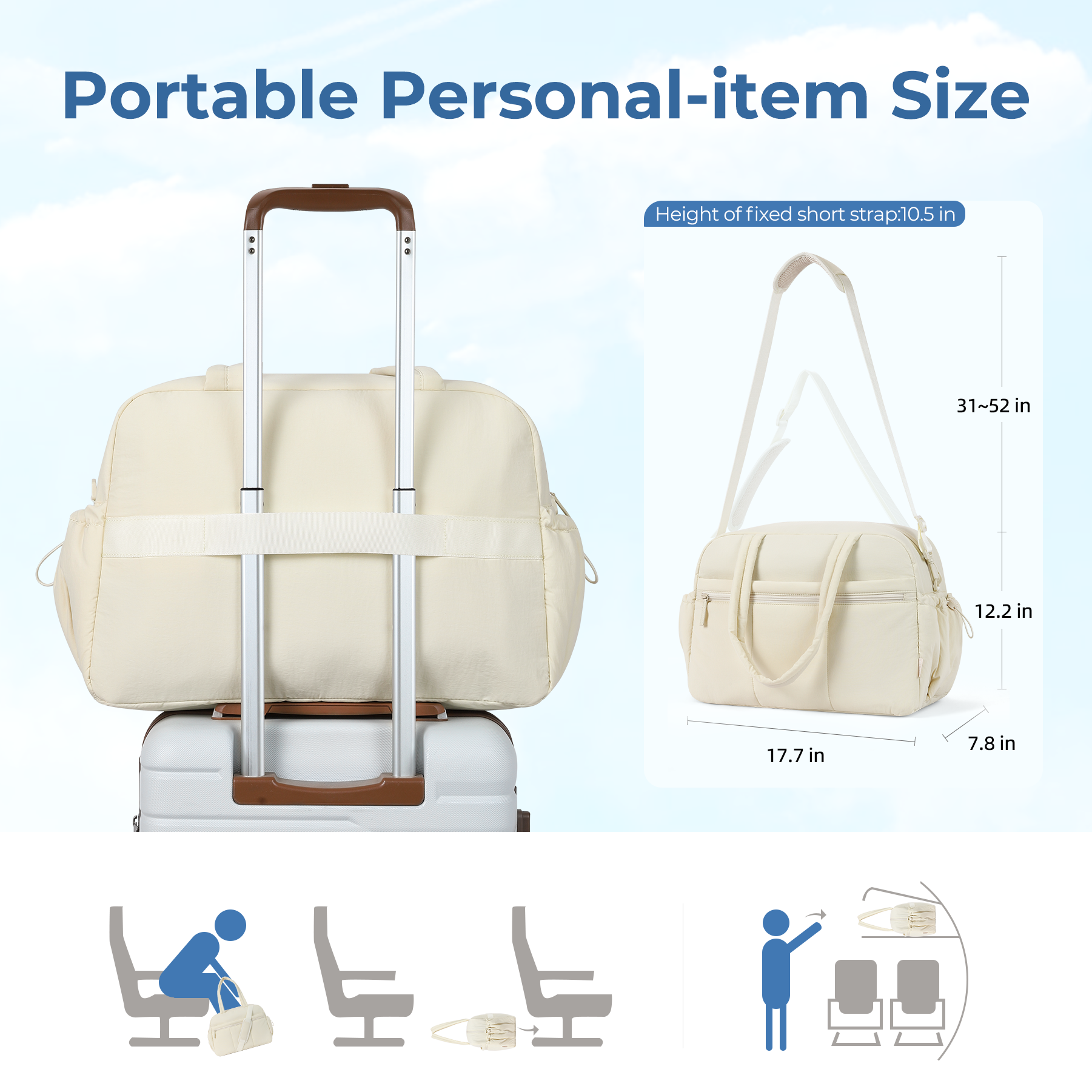 CLUCI Duffle Bag for Travel, Gym Bag for Women, Puffer Tote Small Carry On Bag, 30L Duffle Weekender Bags with Wet Pocket