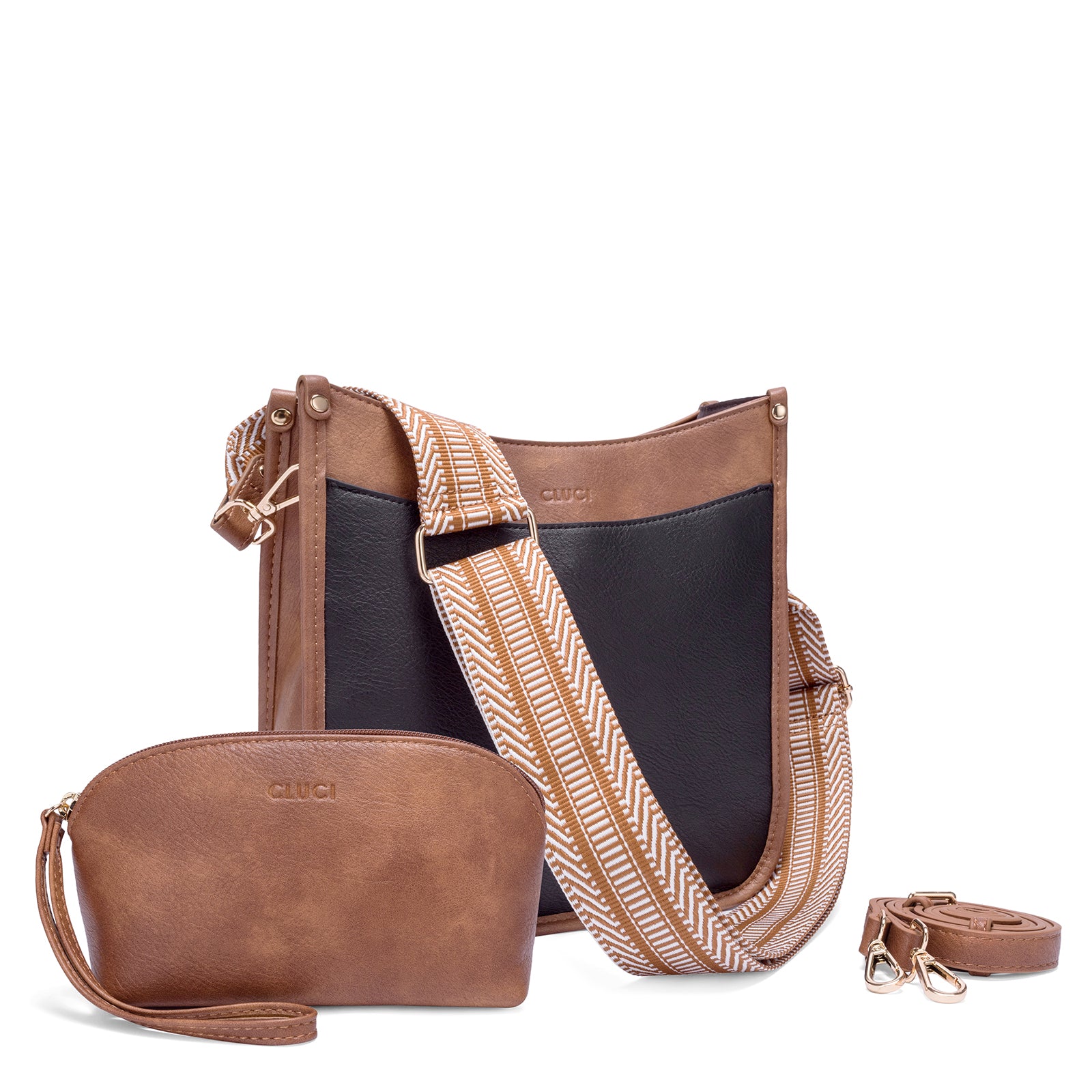 Stylish 2pcs Medium Hobo handbag and Crossbody Bag with 2 Adjust Guitar Strap