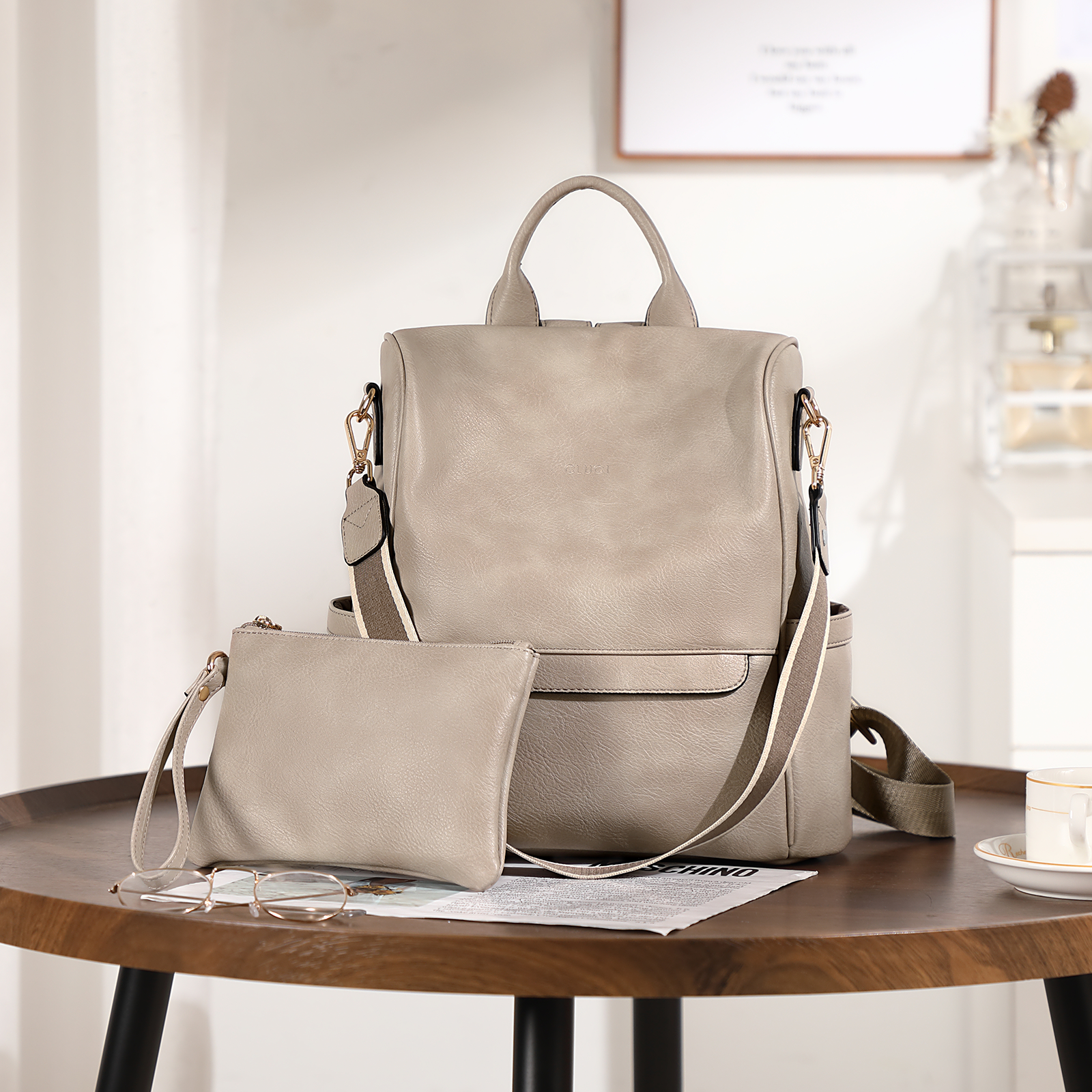 CLUCI Womens Backpack Purse Leather Anti-theft Large Fashion Designer Travel Bag