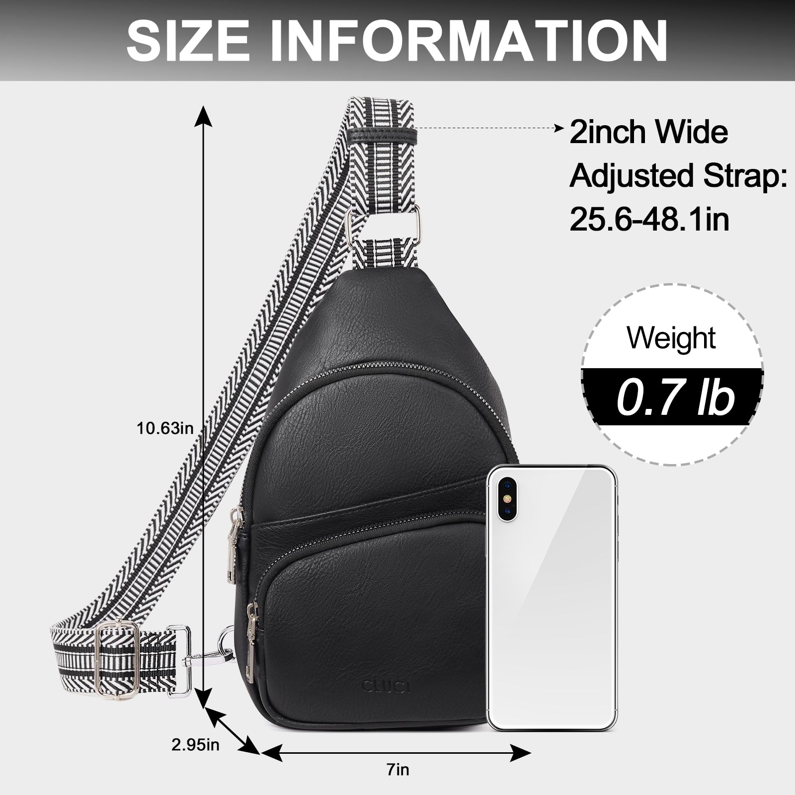 CLUCI Leather Sling Bag With Guitar Strap