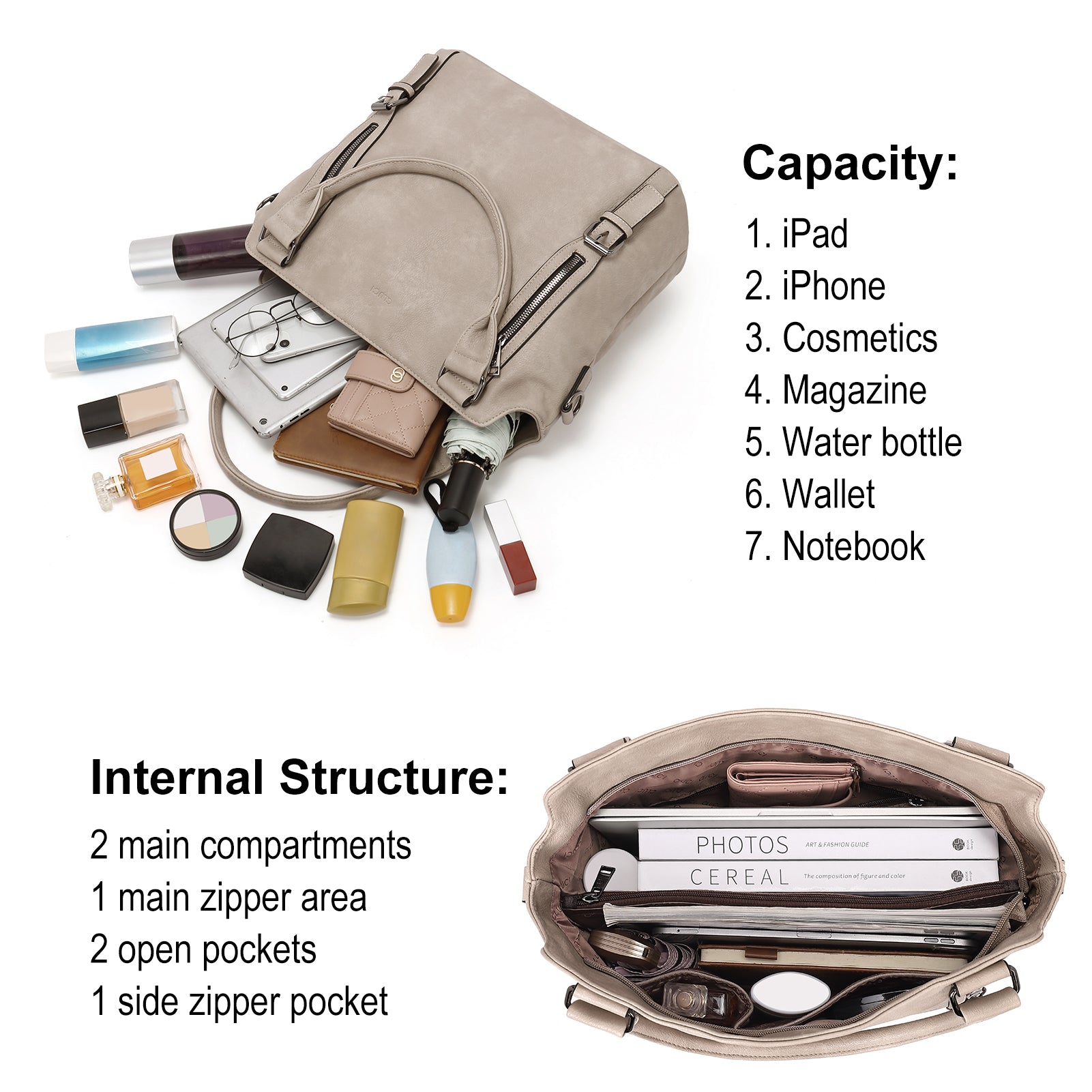 CLUCI Hobo Bags Large Tote with Adjustable Shoulder Strap