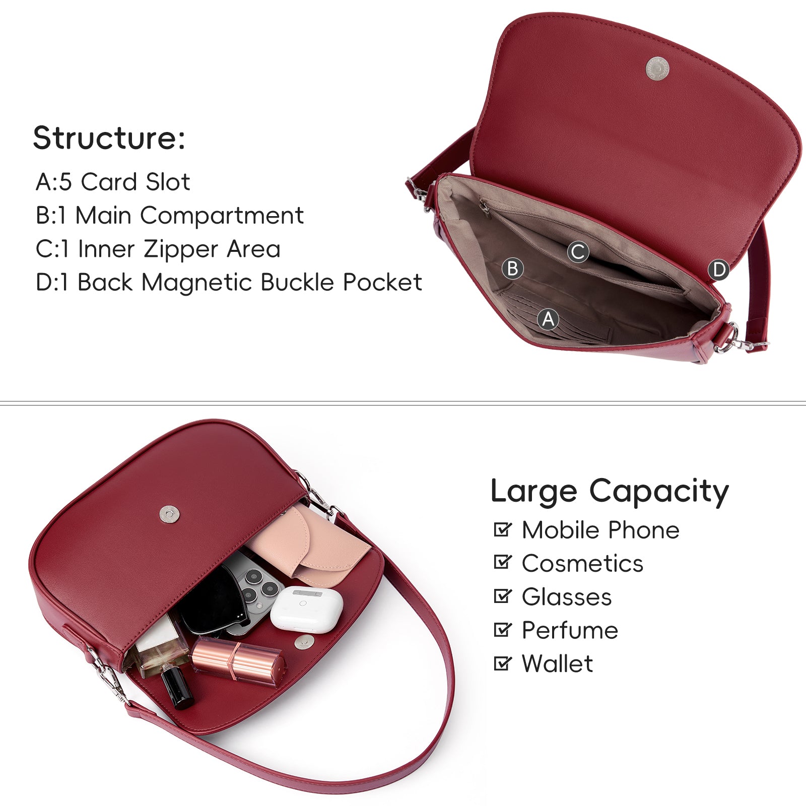 Small Shoulder Bag Cute Clutch Designer Leather Tote Crossbody Bag