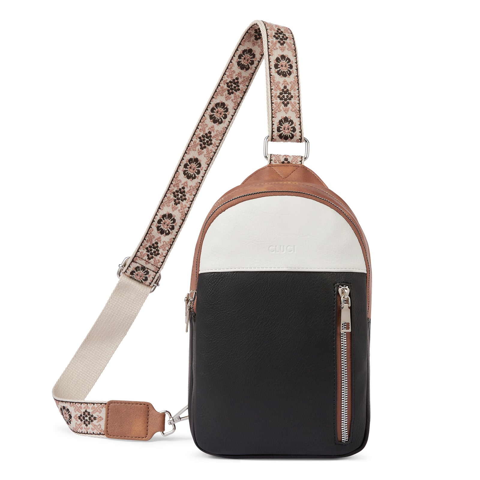 CLUCI Large Leather Fanny Packs Sling Bag for Women Crossbody Purse Trendy Chest Bag