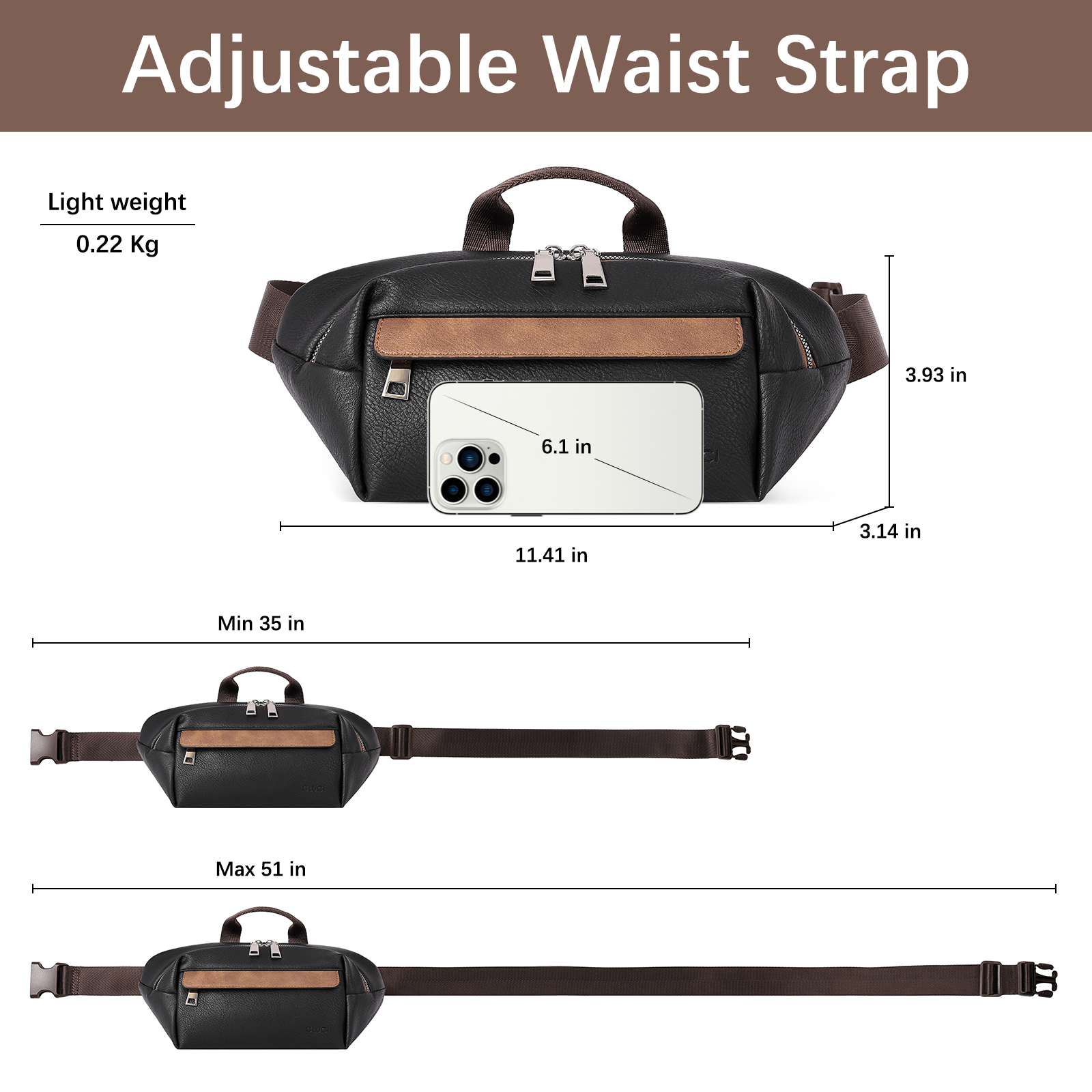 CLUCI Leather Belt Bag Fanny Pack Crossbody Bags for Women Trendy Waist Bag with Adjustable Strap